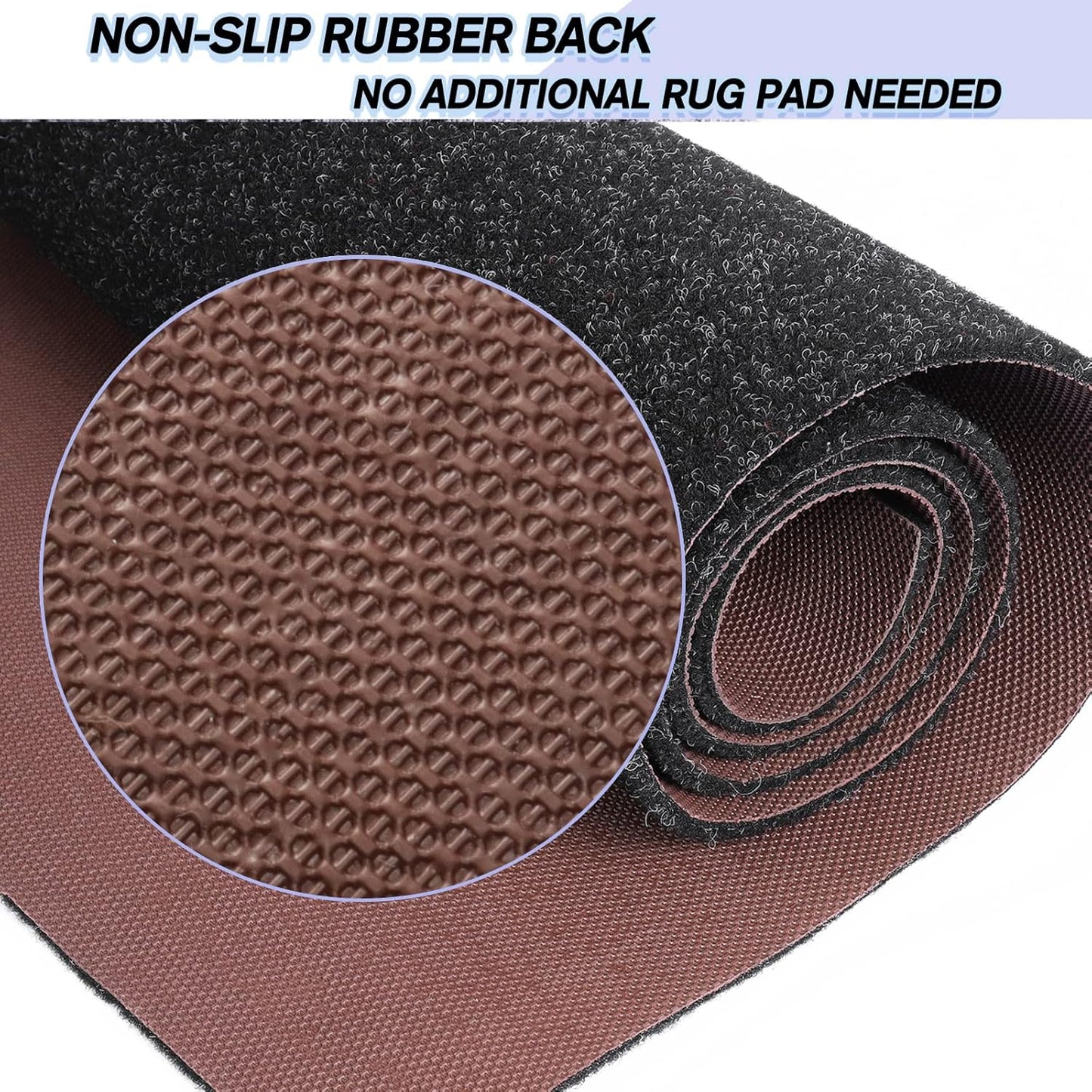 Custom Size Backed Non-Slip Area Rugs Runner, Easy Clean, Waterproof Runner Rugs for Hallway Entryway, Kitchen, Laundry, 2FT x 64FT, Black