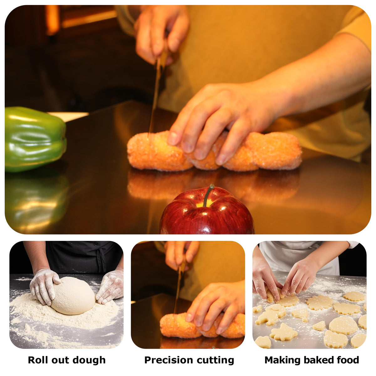 OTAVILEM Stainless Steel Cutting Boards for Kitchen, Kneading Cutting Board Mats, Metal Cutting Board for Meat, Fruits, Vegetables, Bread, and Baking Large Cutting Boards 19.7"L x 15.7"W