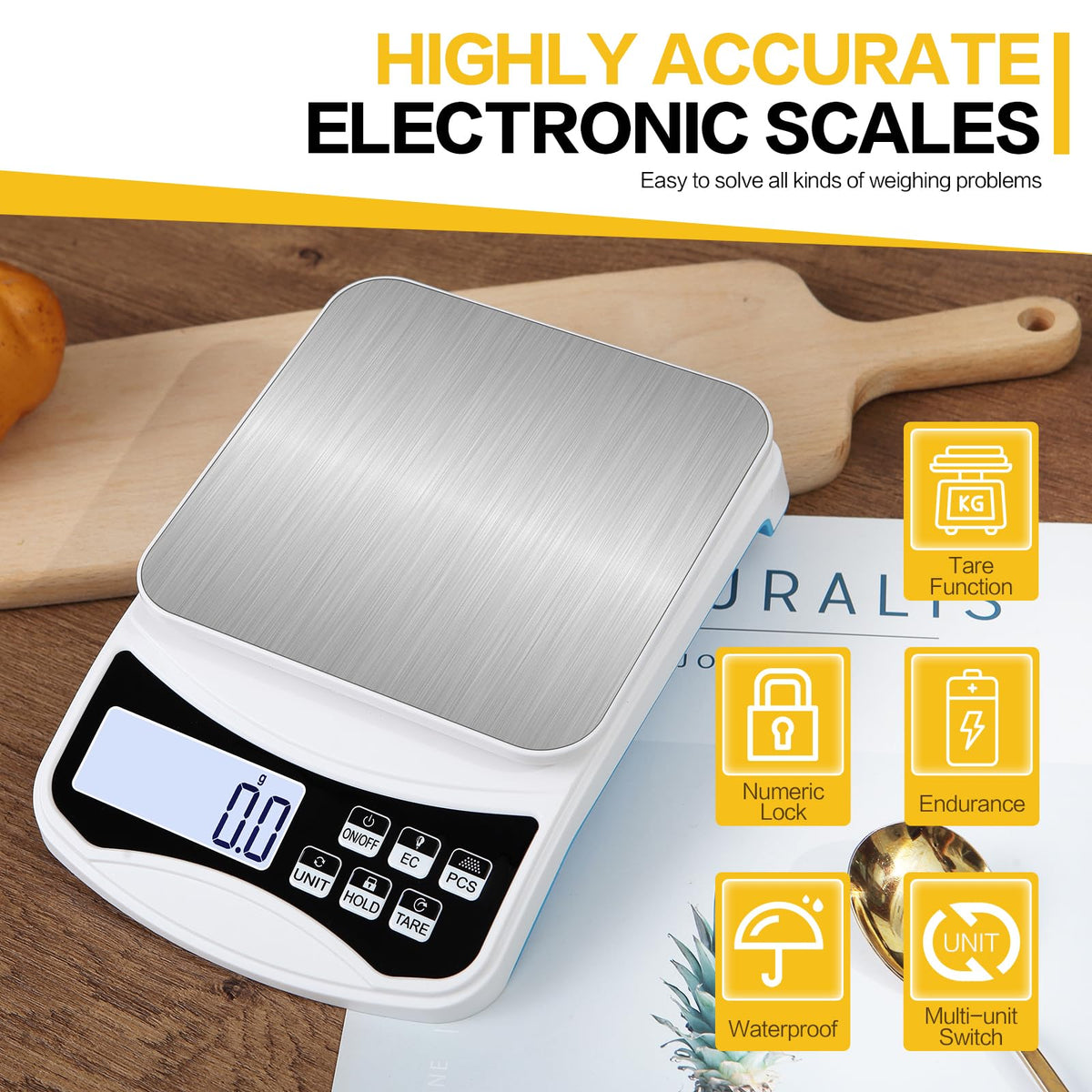 Digital Lab Scale 5000g x 0.1g LCD Display Analytical Balance Jewelry Scale