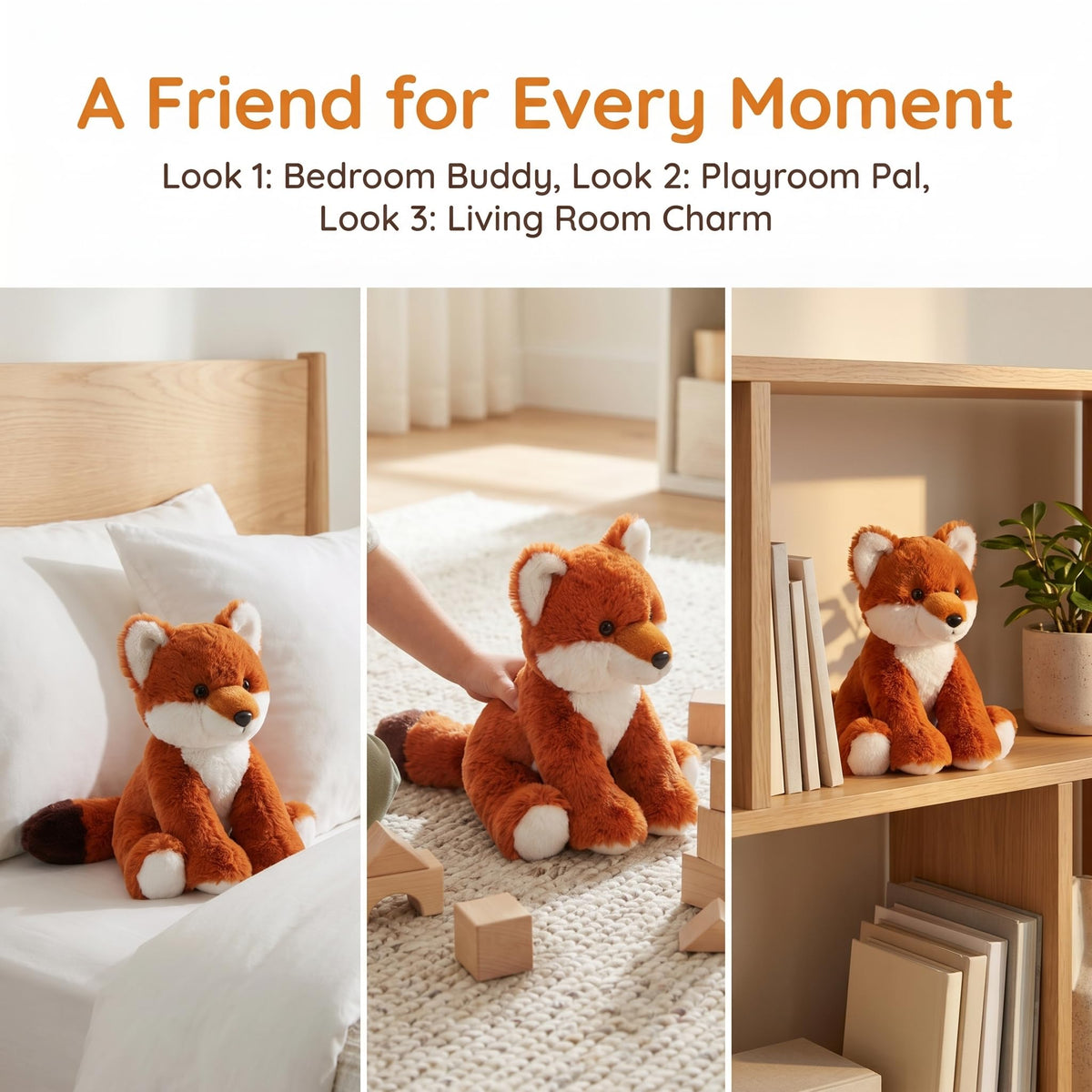 Fox Stuffed Animals Soft Plush Cute Doll for Boys Girls 8 in (huli zuokuan)