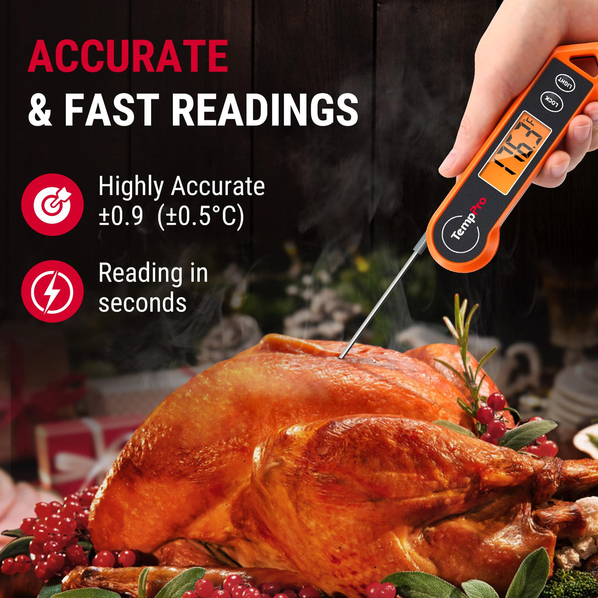 TempPro TempSwift 1 Sec Instant Read Meat Thermometer Digital