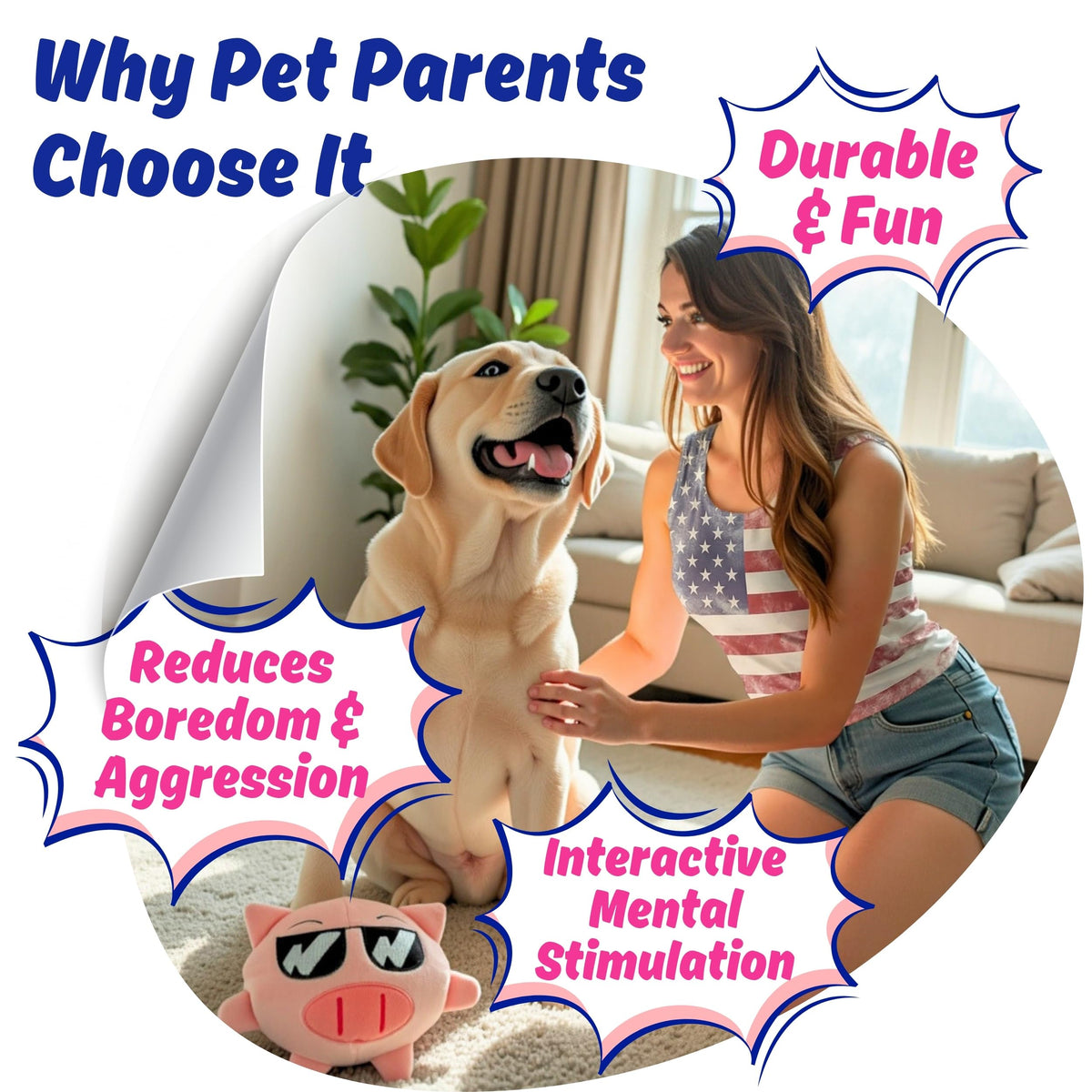 Dog Toy for Aggressive Chewers, Tough Squeaky Chew Ball, Large Breeds Gift