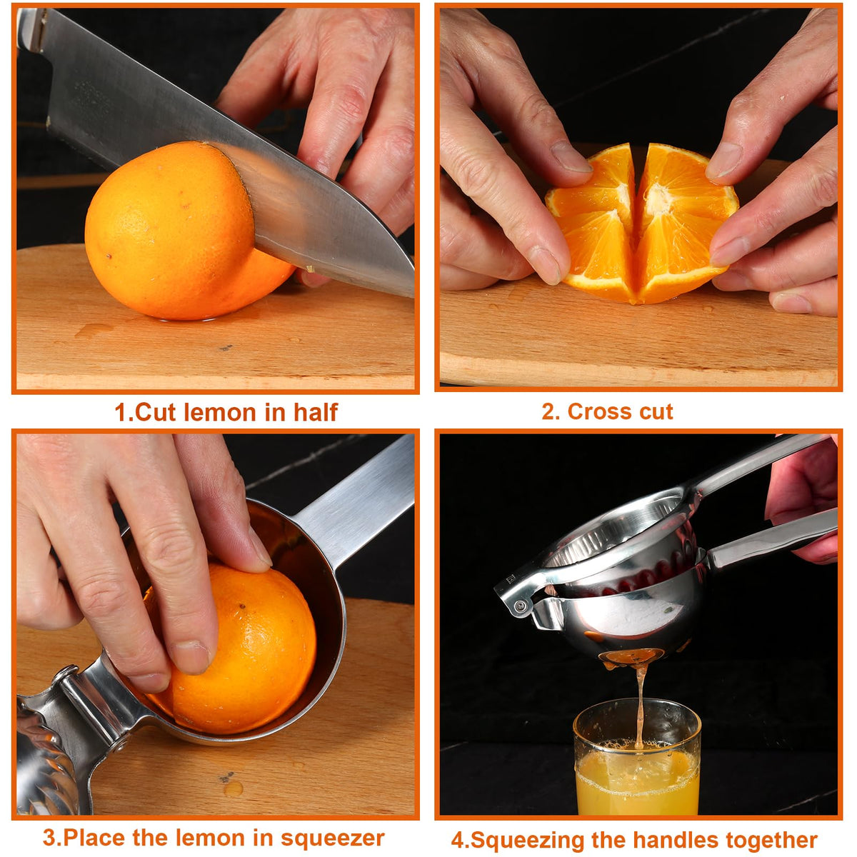 Upgrated Lemon Squeezer, Stainless Steel Manual Hand Juicer For Citrus Lime