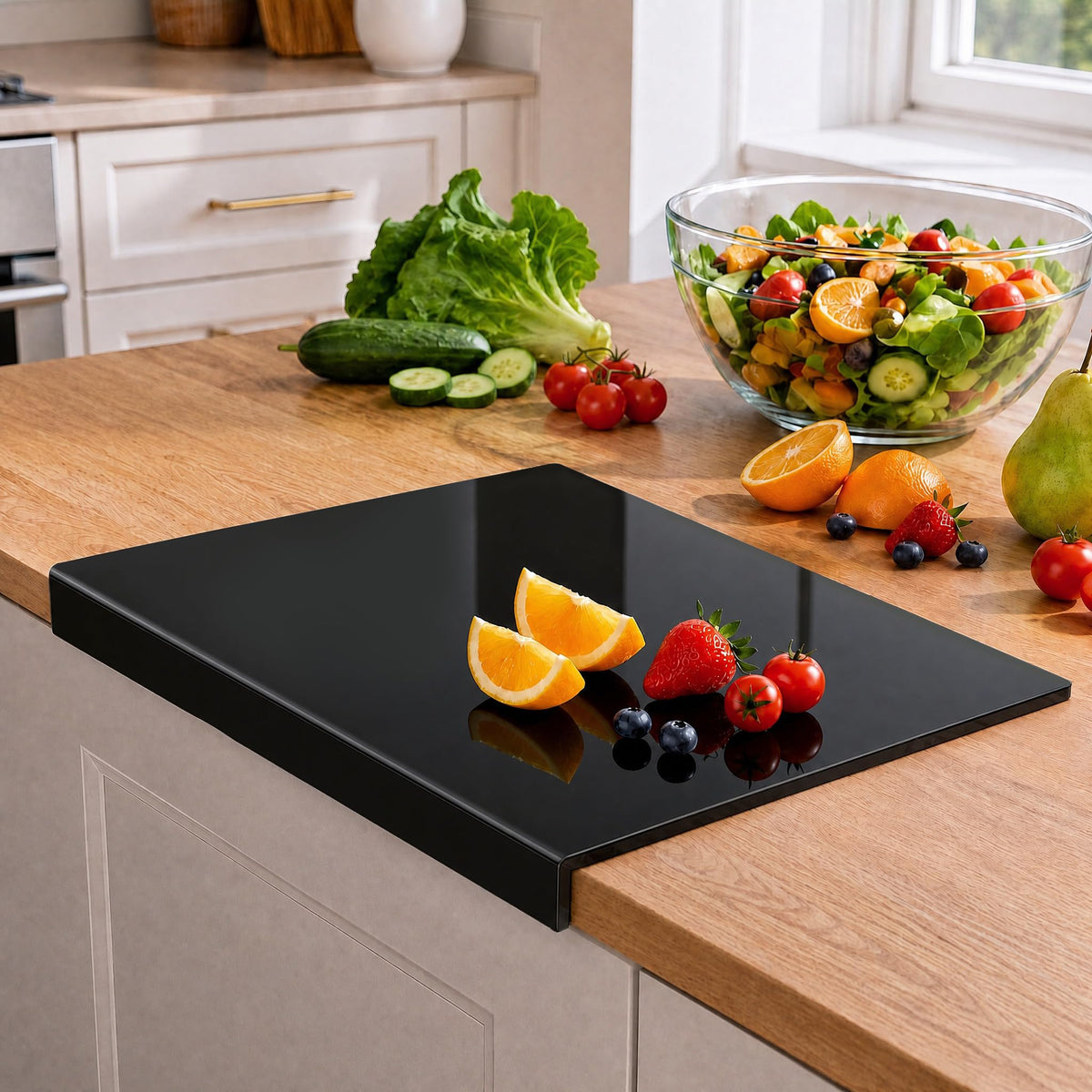 SWSKR Clear Acrylic Cutting Board with Counter Lip,1pcs Black - 23''x17''