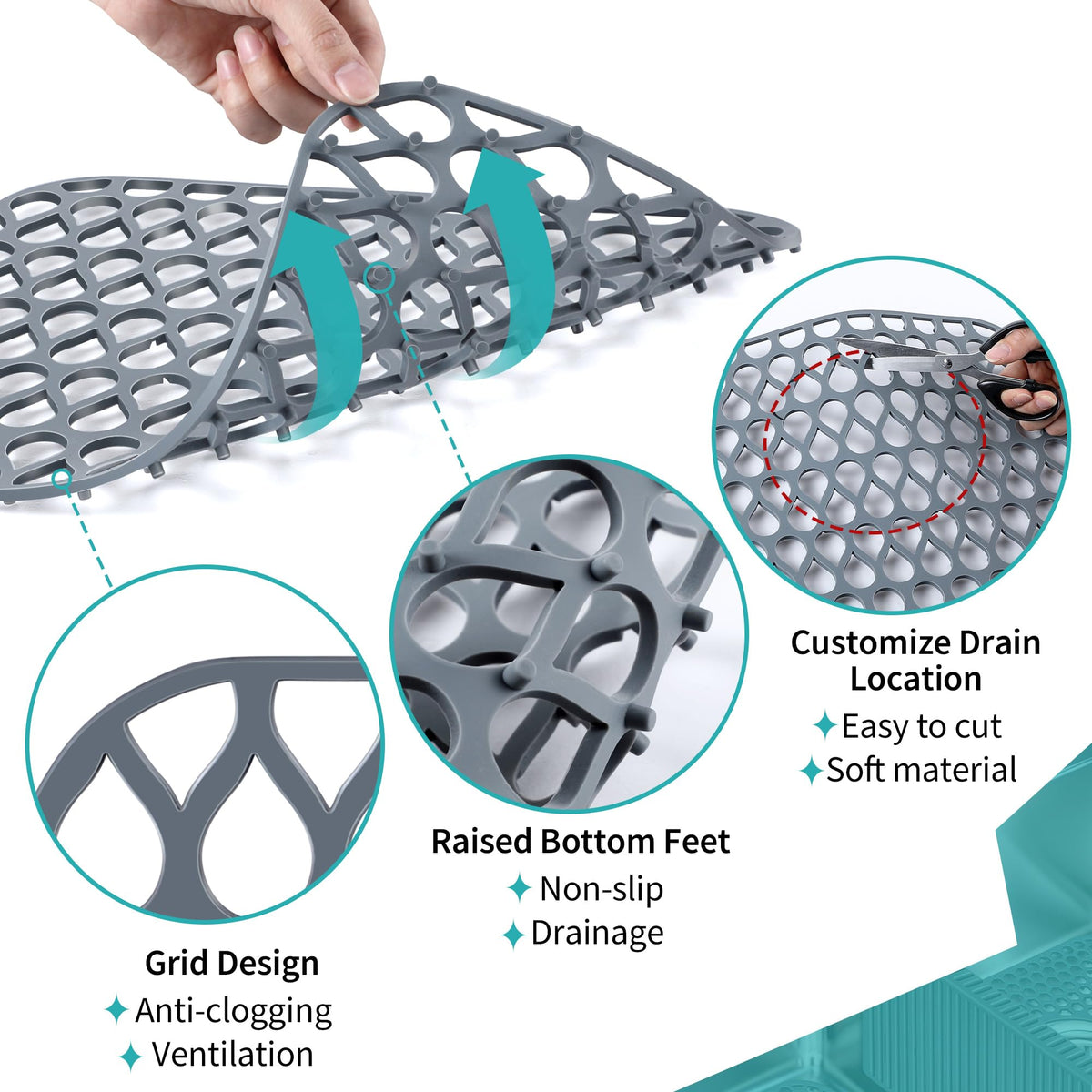 Dunkive 3 Pack Sink Mat and Sink Saddle Set,Cuttable Protectors