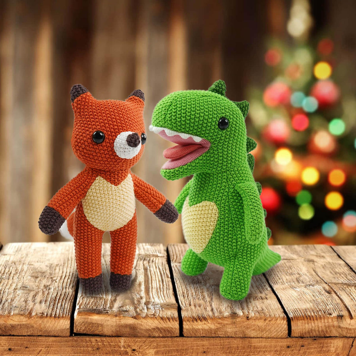 JUSTQUNSEEN Knitted Fox Stuffed Animal,11 Inch Stuffed Animal Plush Fox Cute Animal Fox Toy for Girl,Soft Fox Toy Cotton Plush Knitted Stuffed Animals Birthday