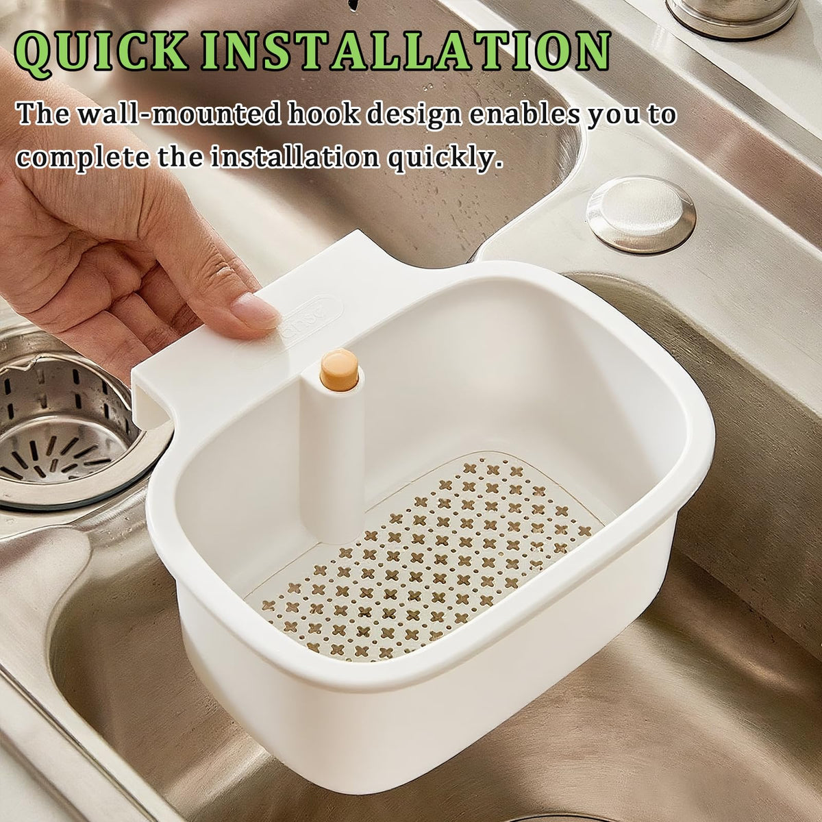 Kitchen Sink Drain Strainer Basket Square, White