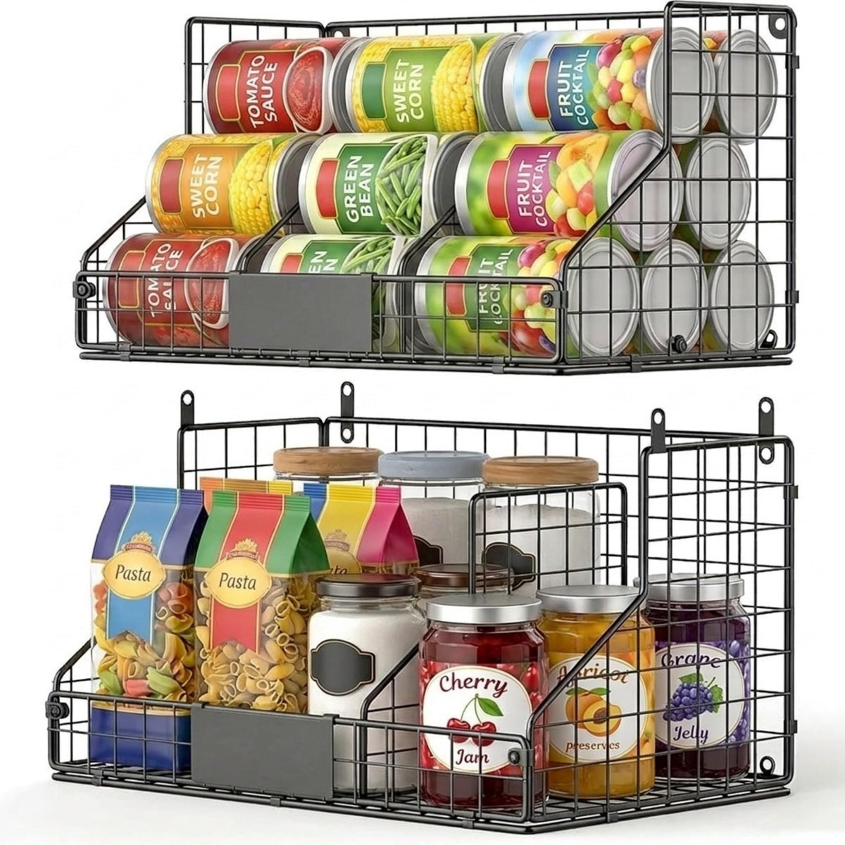 EffiQ-Rate 2 Pack Pantry Organizers and Storage Shelf Canned Food Organizer