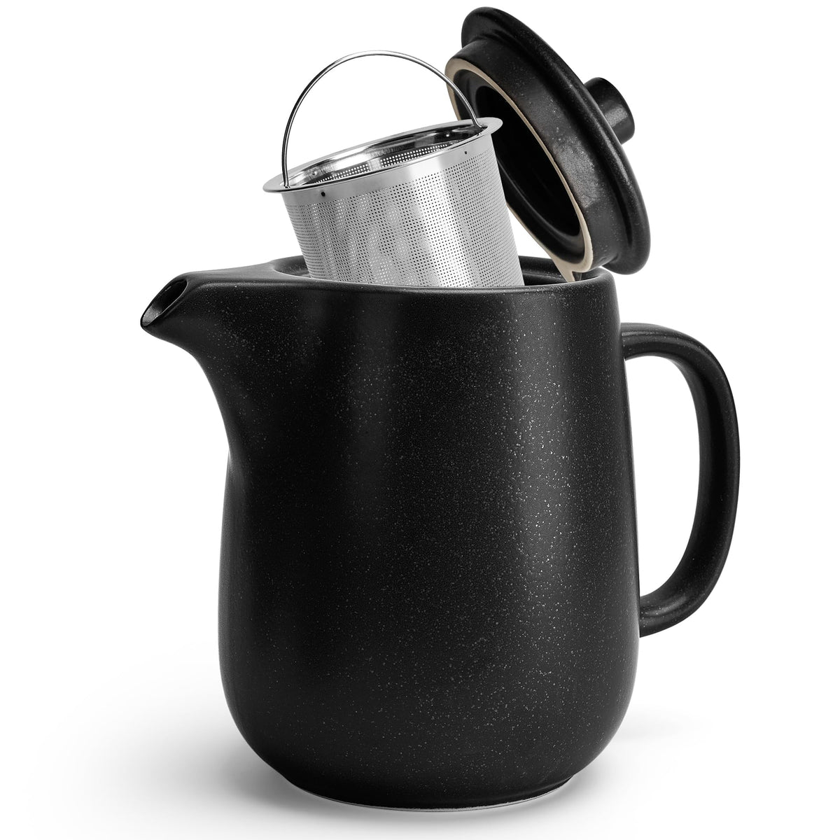 Happy Lemuro Ceramic Teapot with Infuser - 40 oz Large Teapot with Strainer - Tea Pot Ceramic for Loose Tea - Ceramic Tea Pots for Tea
