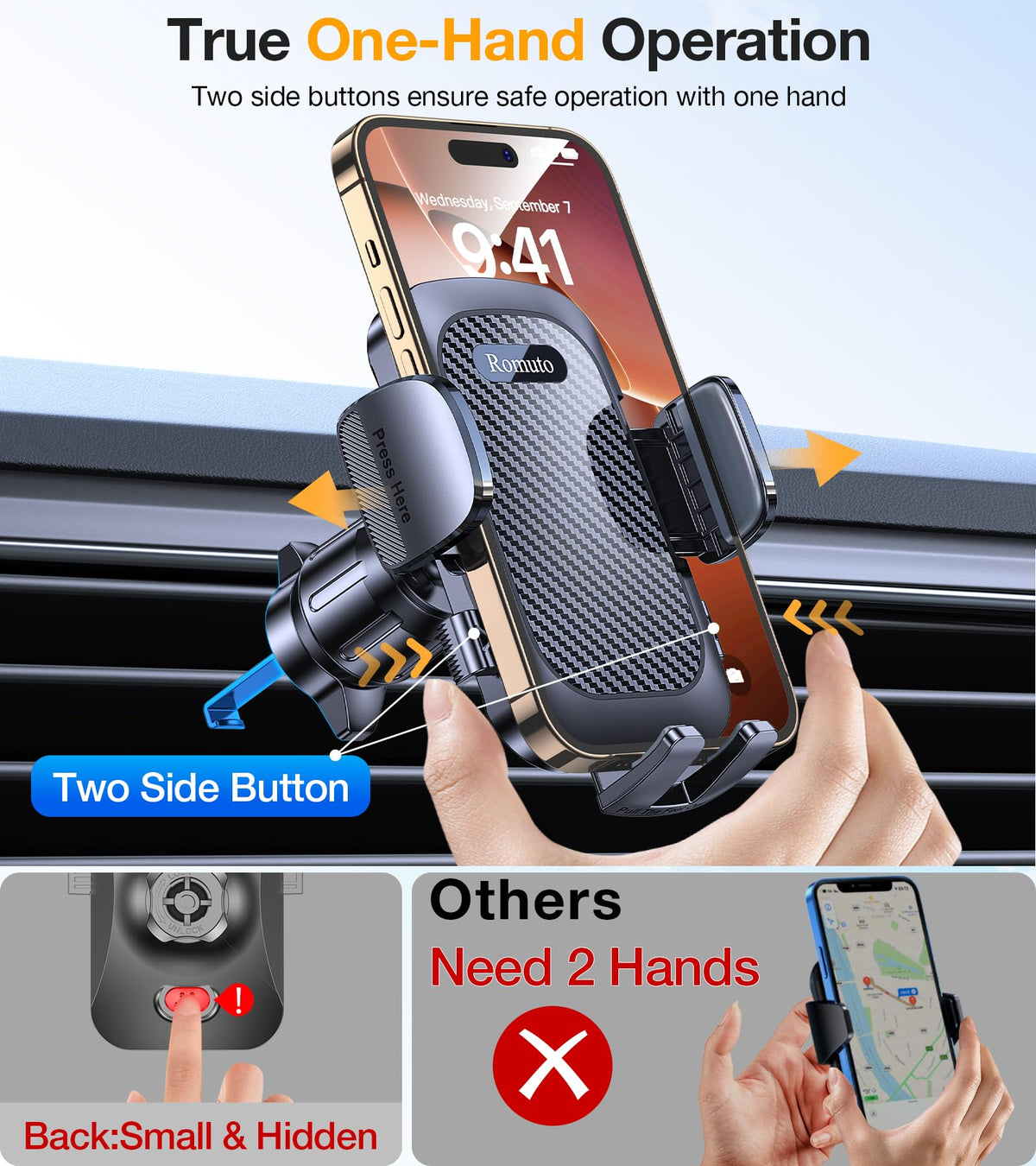 Romuto Phone Holders for Your Car Phone Holder Mount【90+LBS Suction Cup】