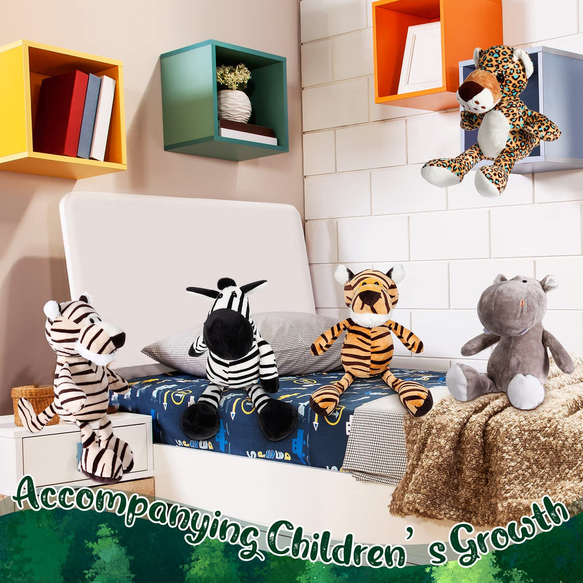 HyDren 9 in Safari Animals Plush Stuffed Zoo Toys Bulk, Classic