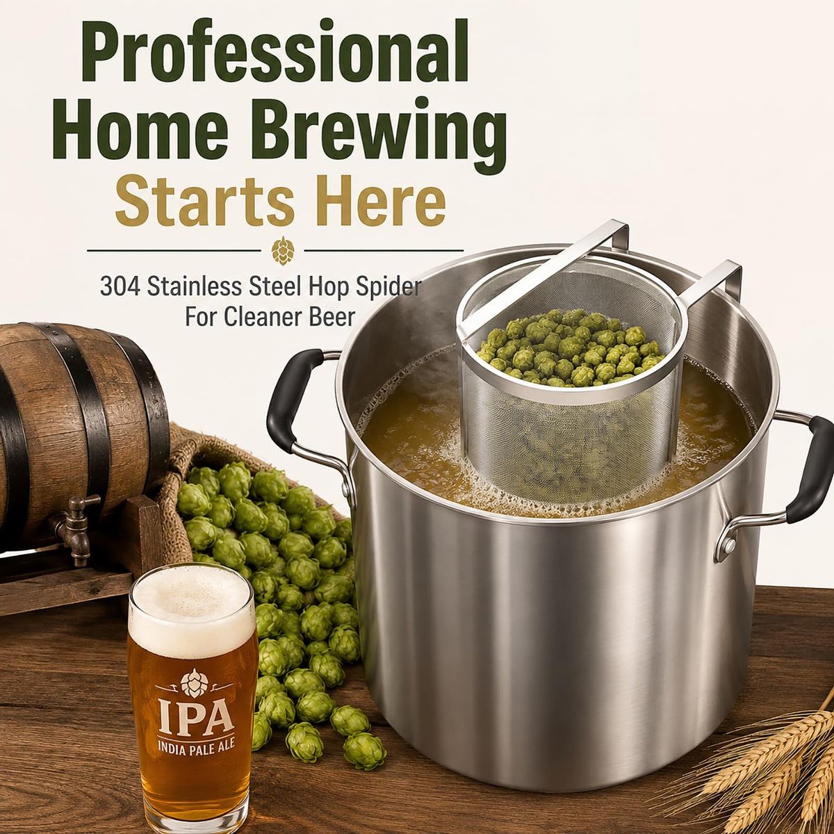 Hop Spider 300 Micron Mesh Stainless Steel Hop Filter Strainer for Home Beer Brewing Kettle