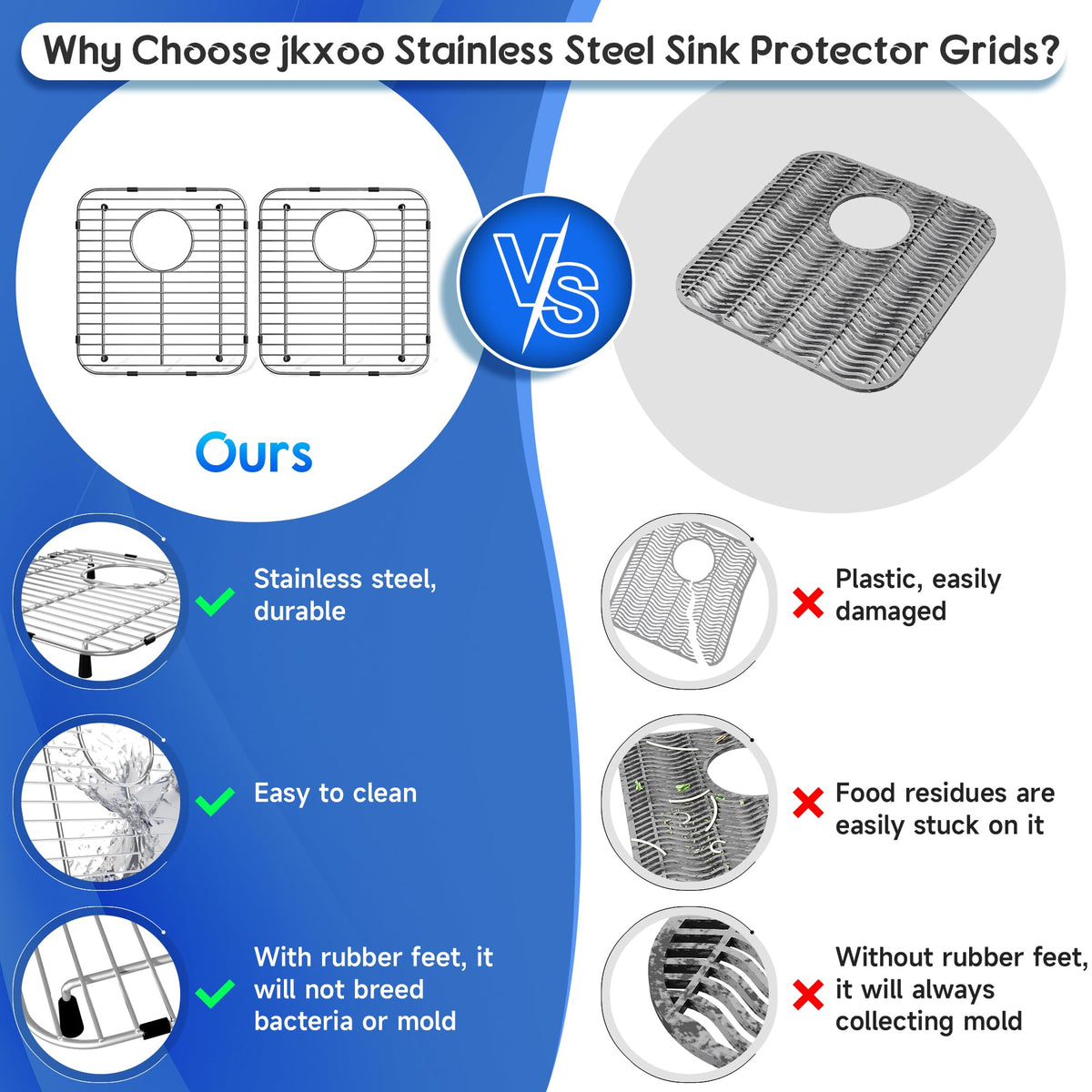 jkxoo 2Pack Stainless Steel Sink Protectors, 13.1''x11.6''x1''