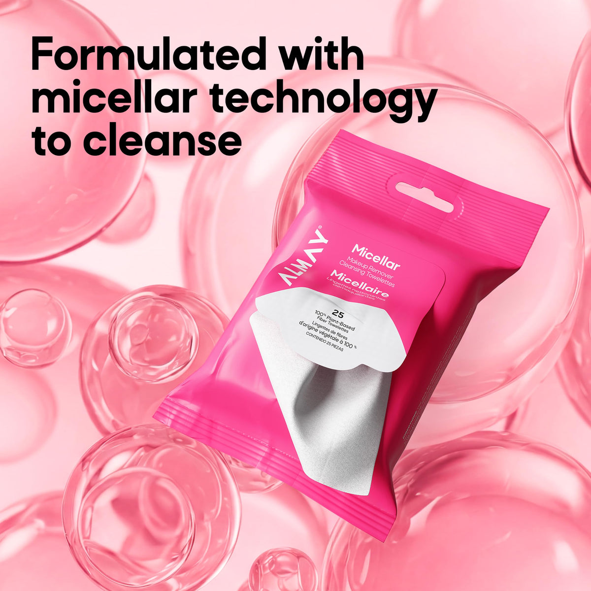 Almay Micellar Makeup Remover Cleansing Towelettes, Hypoallergenic, Fragrance-Free, 25 Count (Pack of 2)