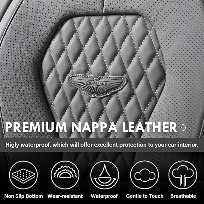 Coverado Seat Covers, Car Seat Covers Full Set, Gray Car Seat Cover, Car Seat Cushion Waterproof, Car Seat Covers Front Seats Back Seat Covers, 8839 Car Seat Protector Universal Fit Most Cars
