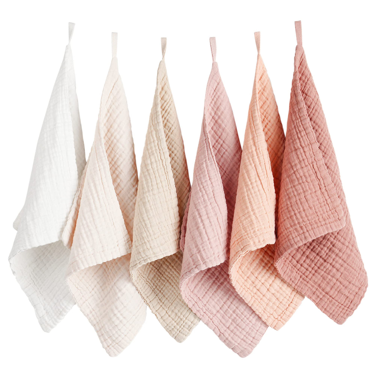 Konssy 6 Pack Face Cloths, 100% Muslin Cotton Wash Cloth for Washing Face