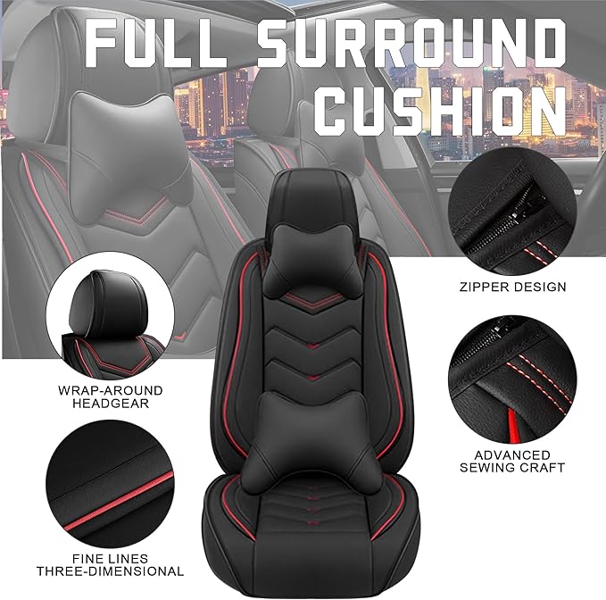 CTDS Car Seat Covers for Honda Accord 2000-2026, Stylish Sport Seat Cover, Premium Nappa Leather Car Seat Cover. Automobile Seat Covers Sets.(Luxury 5 Seats/Black)