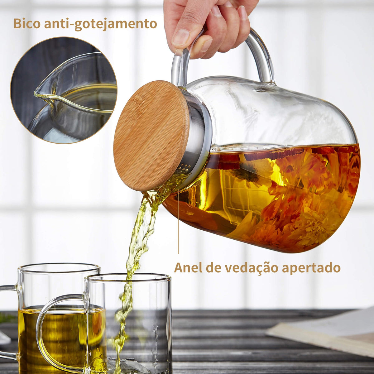Large Glass Teapot with Infuser, Stovetop Safe, Thickened Heat Resistant Borosilicate Glass, 68 fl oz Glass Tea Kettle with Stainless Lid