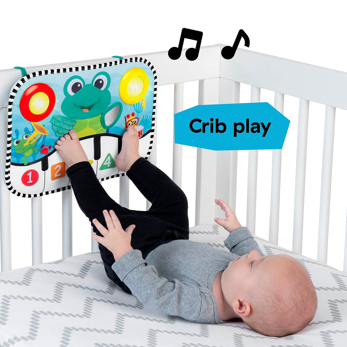 Baby Einstein Ocean Explorers Neptune's Kick & Explore Musical Kick Pad & Crib Toy, Tummy Time Mat, Learning Toy, for Ages 0 Months and up