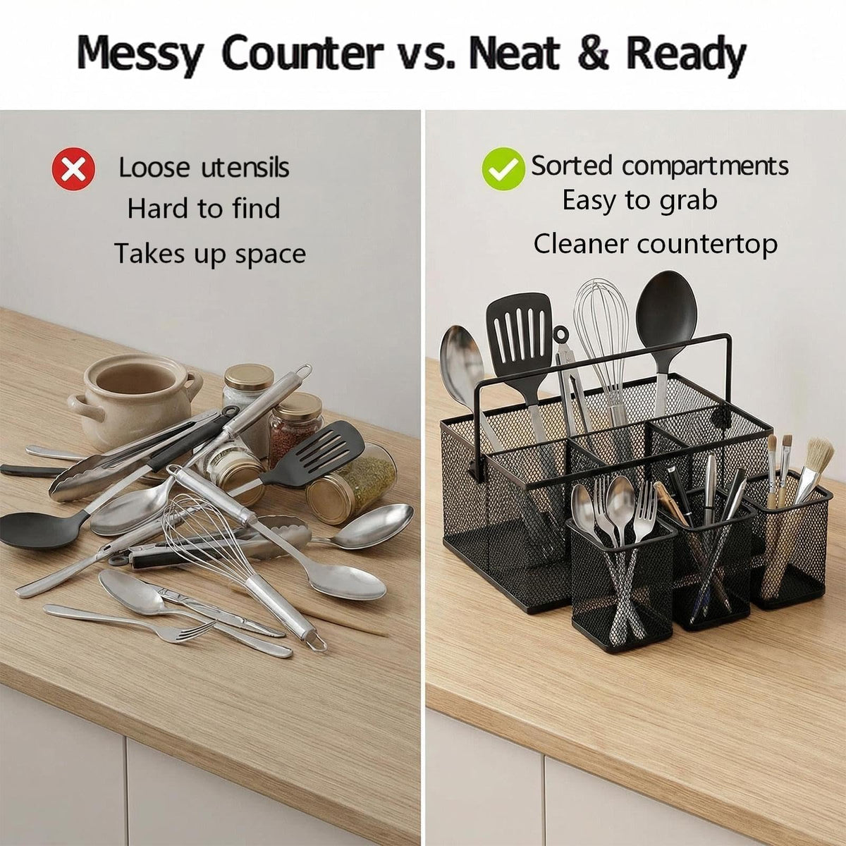 Neudeco Utensil Holder Set of 3, Black