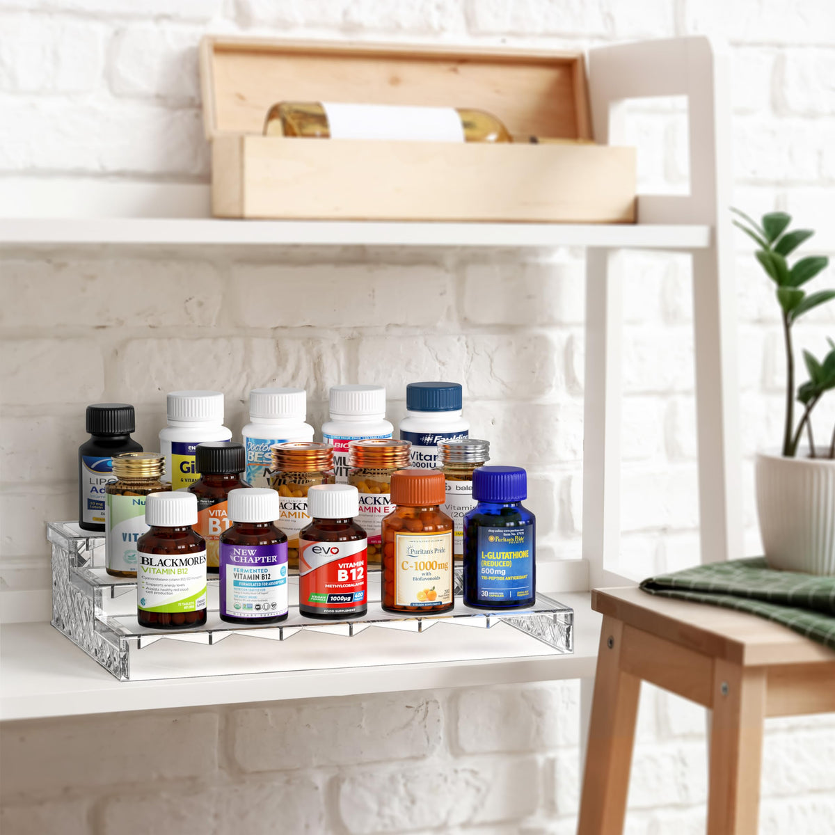 Simple Houseware 3-Tier Spice Shelf Display Organizer, Clear, 2 Packs
