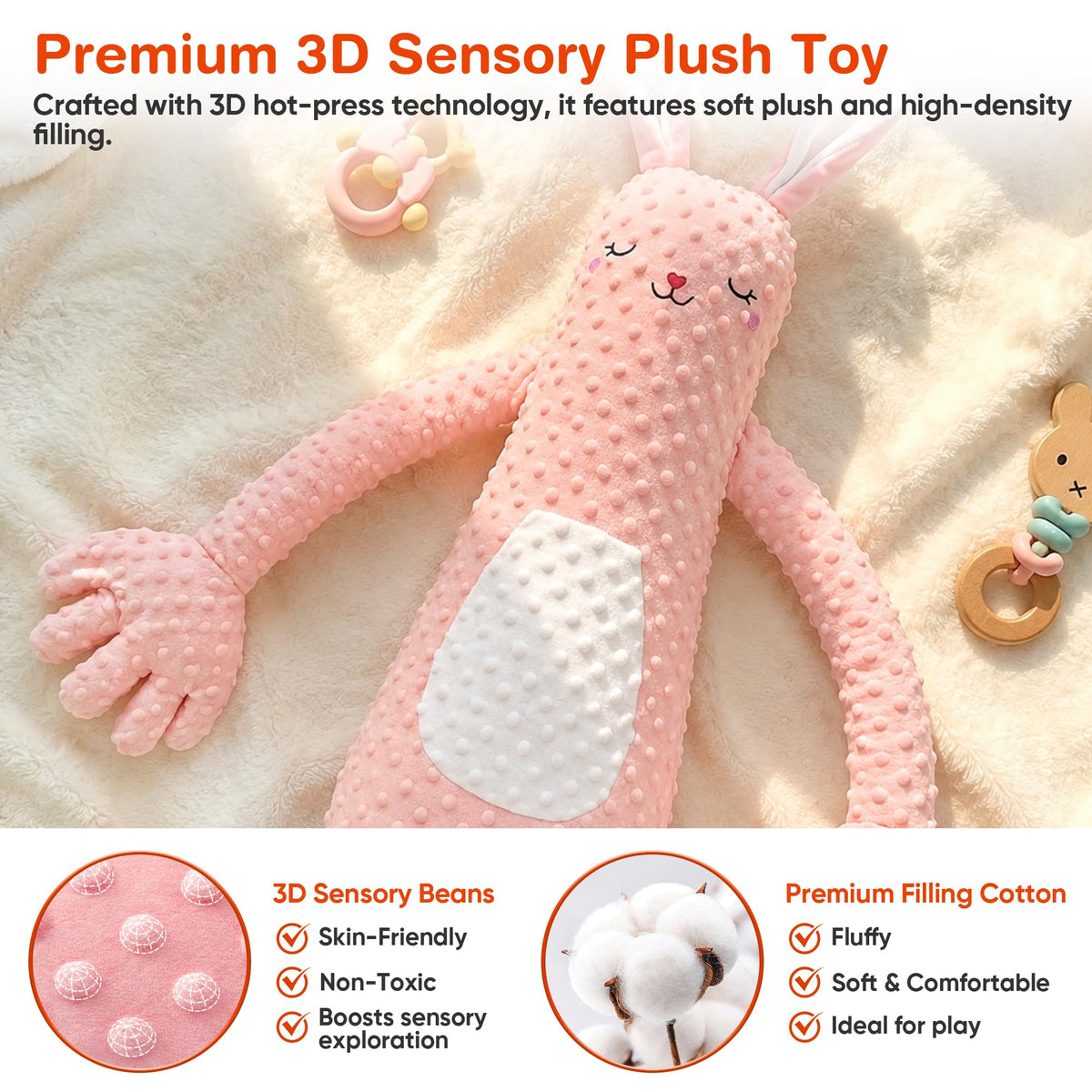 Interactive Plush Toy, Cute Animal Plush Stuffed Doll for Girls Boys, Portable Fun Play Toy for Home, Travel and Gift (Pink Rabbit)