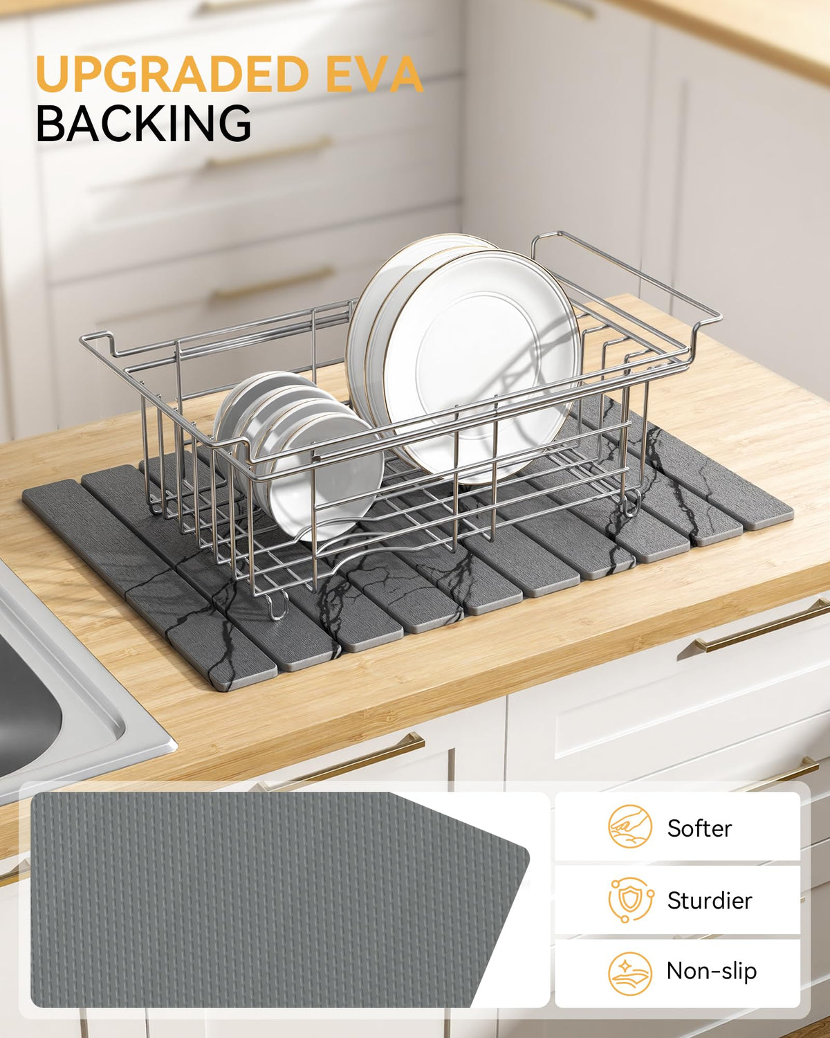 Yofidra Stone Dish Drying Mat for Kitchen Counter, Quick Dry Absorbent