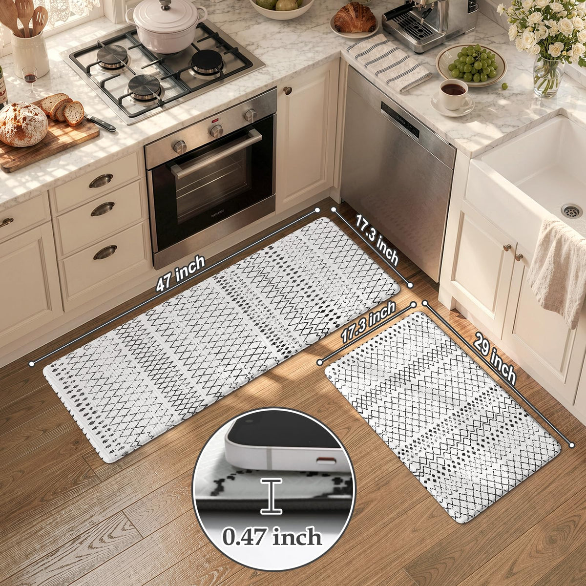 KIMODE Kitchen Mats 2 PCS, Cushioned Anti Fatigue Kitchen Rugs and Mats