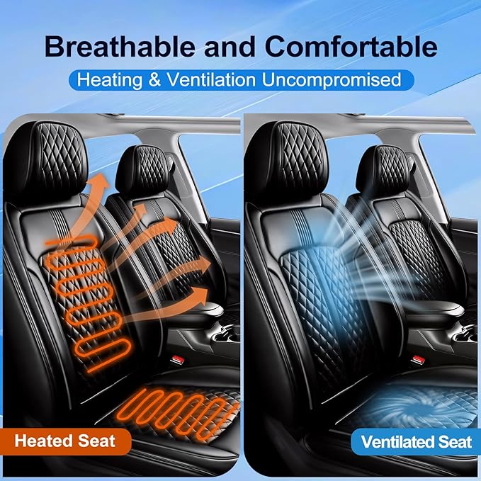 Fit Insight Car Seat Covers (Front Pair) for Select Honda Insight 2010-2022, Premium Full Coverage Leather, Airbag Compatible& Scratch-Resistant, Waterproof & All Weather Seat Protector, Black