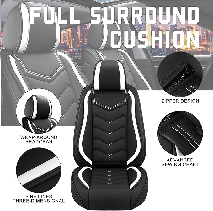 CTDS Car Seat Covers for Honda Accord 2000-2026, Stylish Sport Seat Cover, Premium Nappa Leather Car Seat Cover. Automobile Seat Covers Sets.(Standard 5 Seats/Black White)