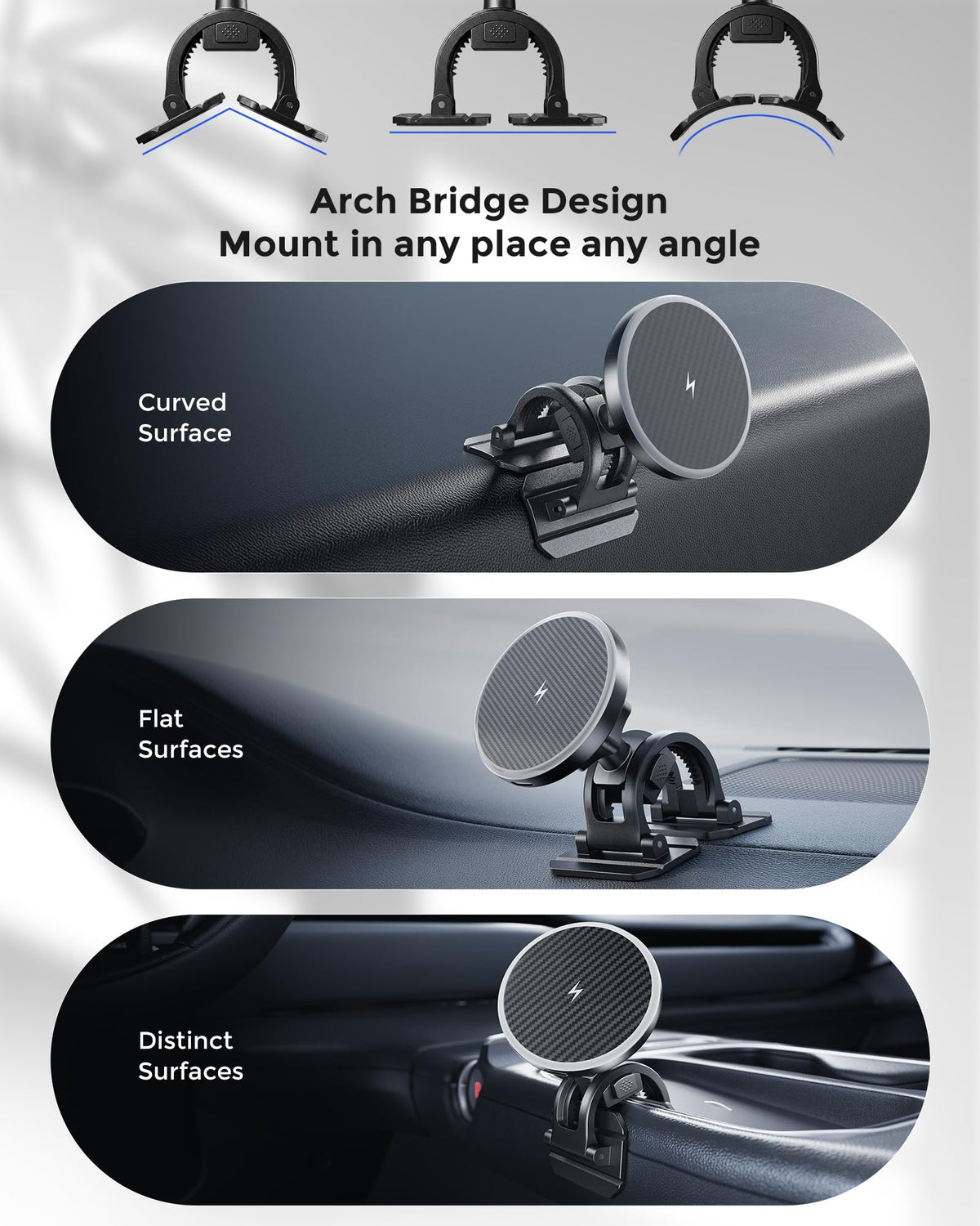Estbuc 2-in-1 15W Magsafe Car Mount Charger, Magnetic Wireless Car Charger