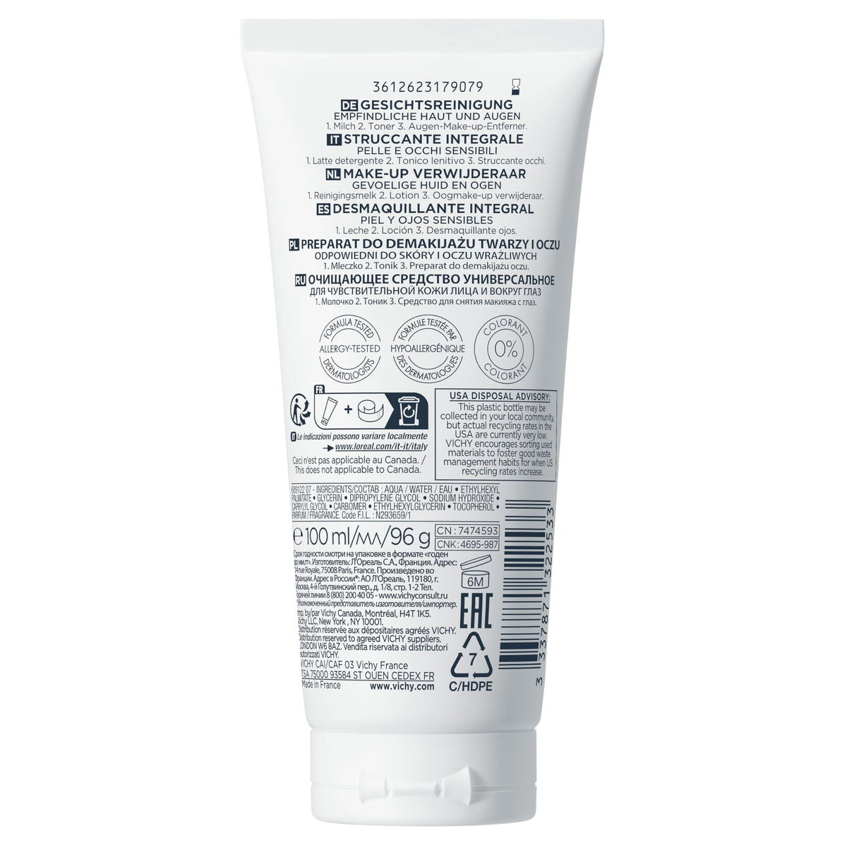 VICHY Pureté Thermale One Step Cleanser for Sensitive Skin, 6.7oz