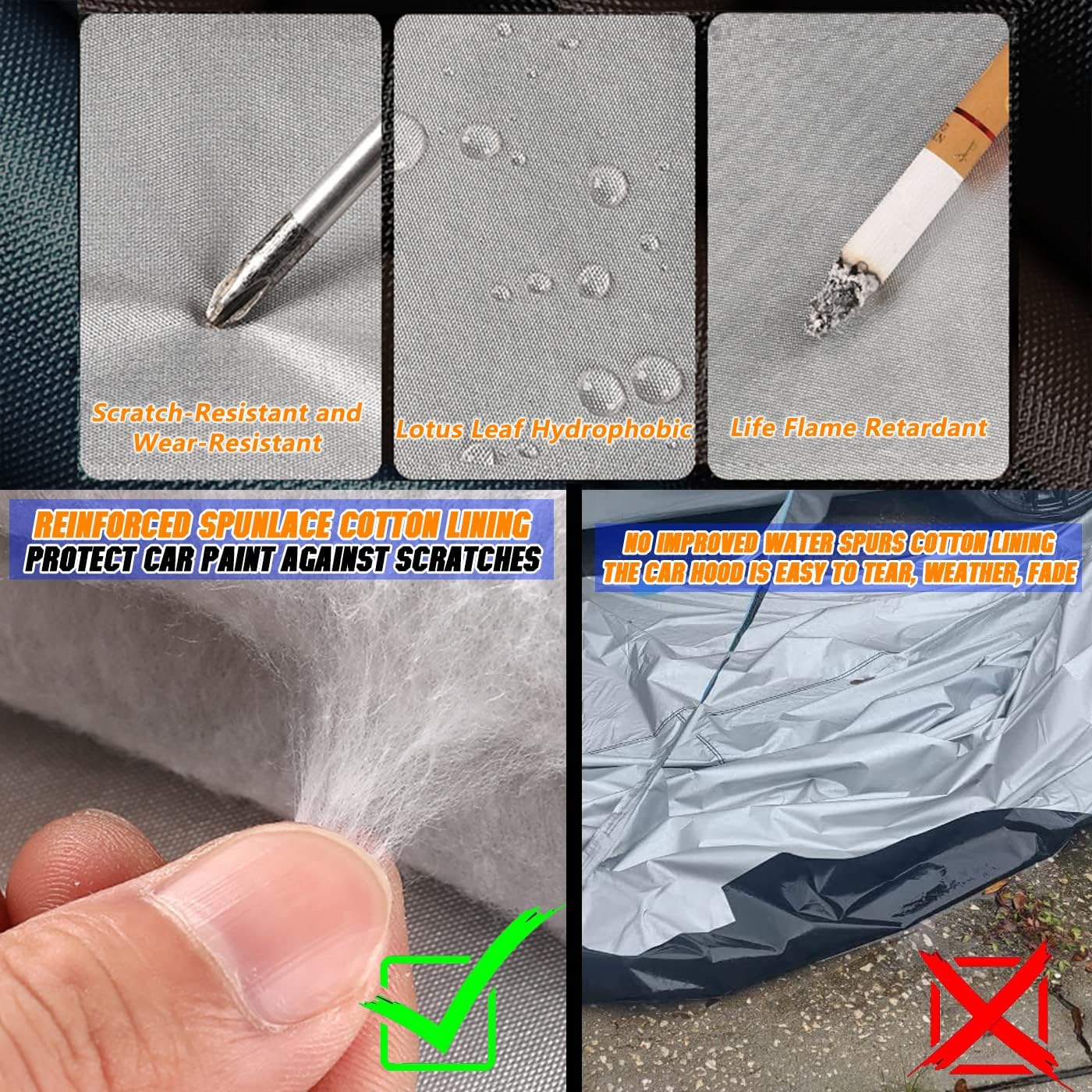 Breathable New Material, Waterproof Car Cover, Locks and Zipper Doors, Sunscreen Waterproof UV Prevention Snowproof Wind and Windproof,Suitable for Indoor Outdoor,for SUV (214"-236") C15