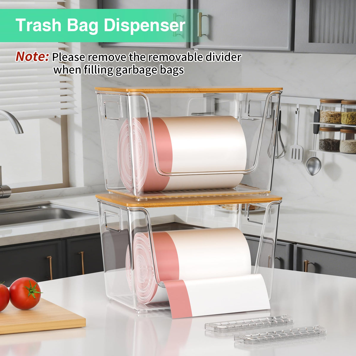 Wrrlors 2 Pack Pantry Organizers,Clear Onion Storage Bins with Bamboo Lids