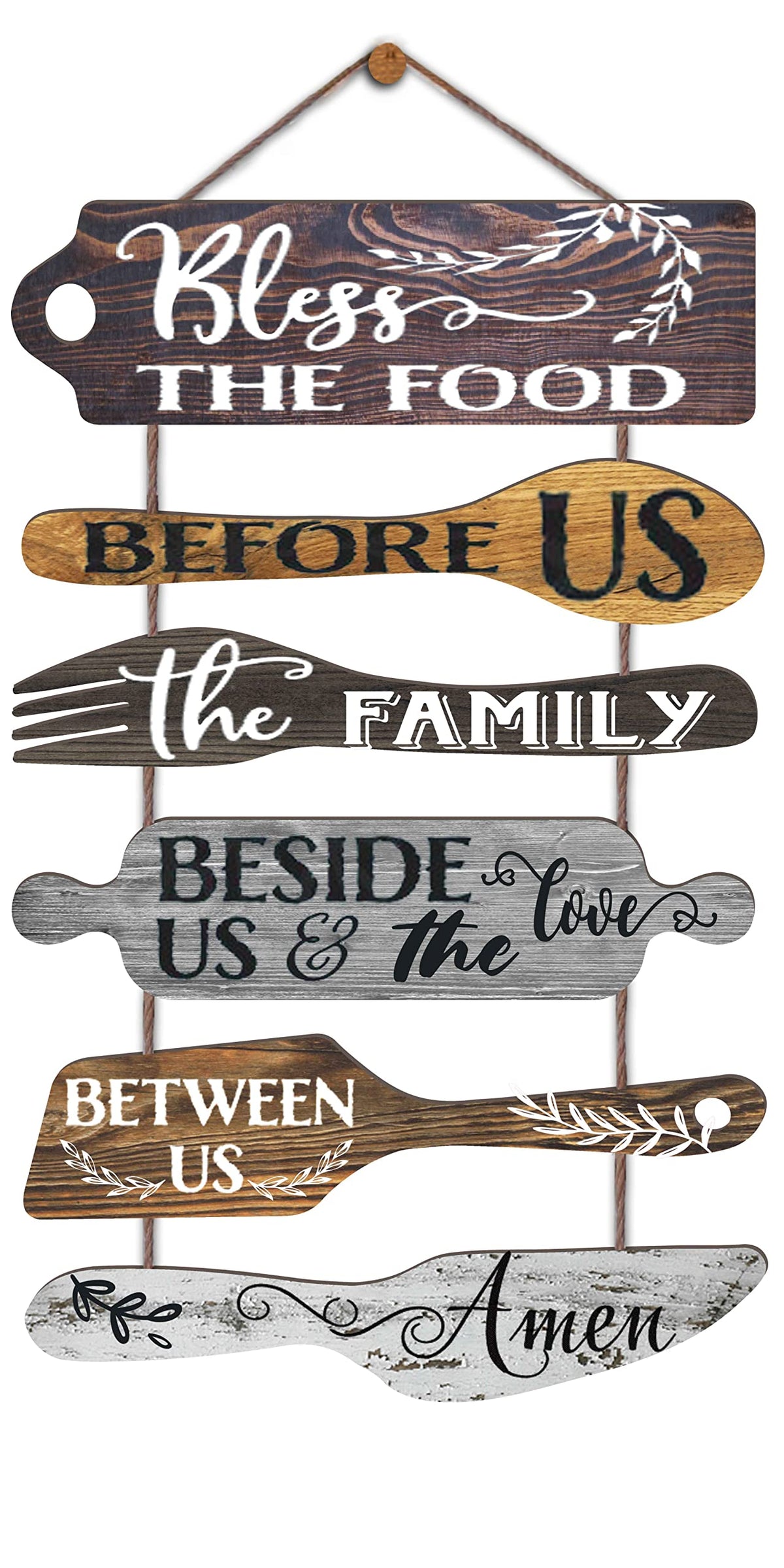 Bless the Food Before Us Farmhouse Kitchen Wall Sign 6pcs