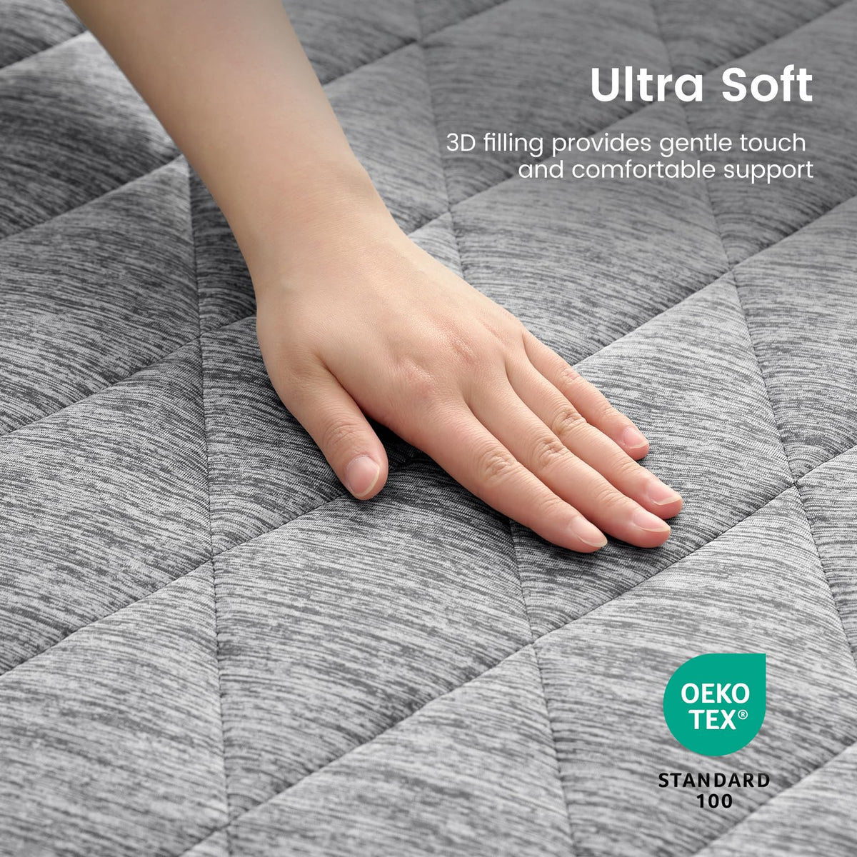 Cozy Bliss Cooling Mattress Pad Queen, Grey