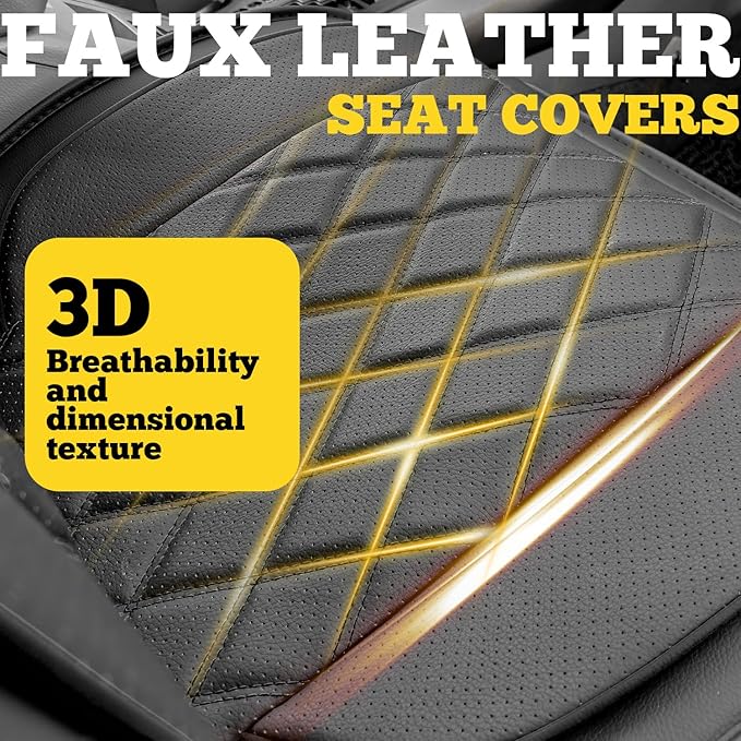 LINGVIDO Car Seat Covers for Front Seats (2 Seats) - Premium Perforated Nappa Leather,Waterproof Shield, Omni-Adapt Fit for SUVs Sedans, Ideal for Rideshare & Pets