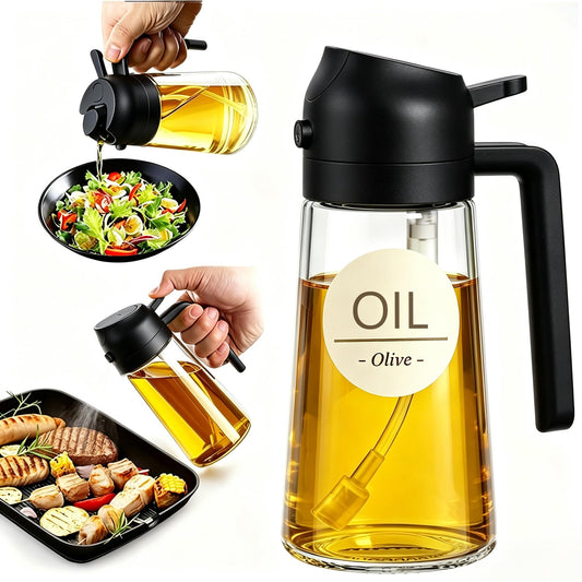 Pure Future 2-in-1 Olive Oil Sprayer for Cooking, Dispenser Bottle (Black)