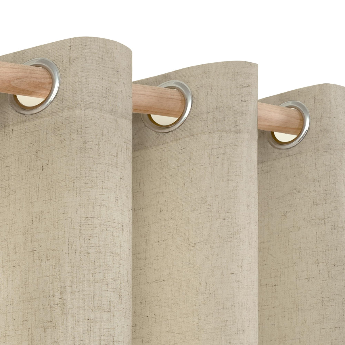 YoungsTex Burlap Linen Curtains with Grommet 84 Inch Length for Living Room, Natural Tan Light Filtering Drapes Privacy Semi Sheer for Farmhouse Bedroom, 2 Panels, 52 X 84 Inch