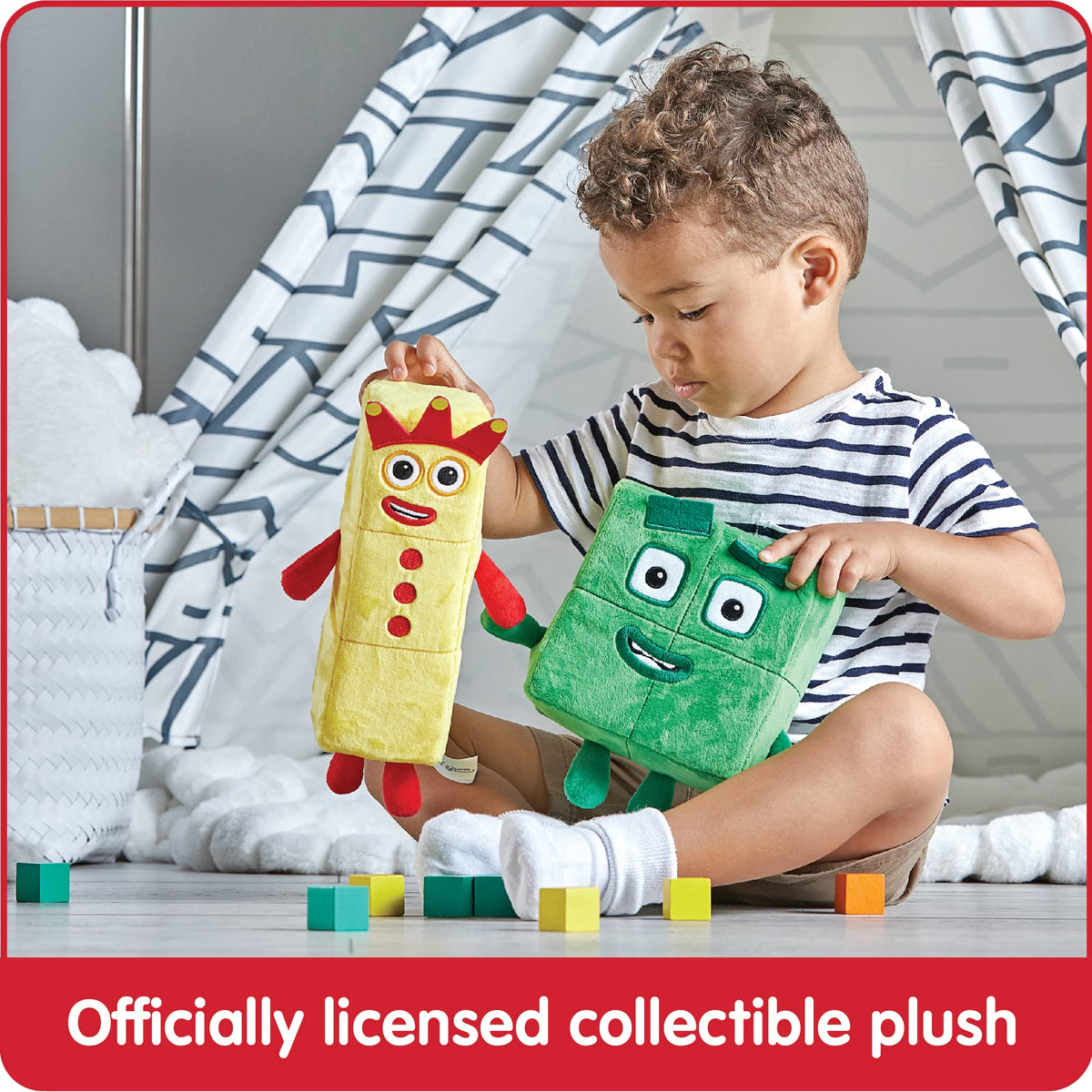 hand2mind Numberblocks Three & Four Playful Pals, Plush Figure Toys, Numbers for Toddlers, Preschool Math Learning Toys, Stuffed Animal Plushies, Counting Blocks, Soft Stuffies, Kids Birthday Gifts