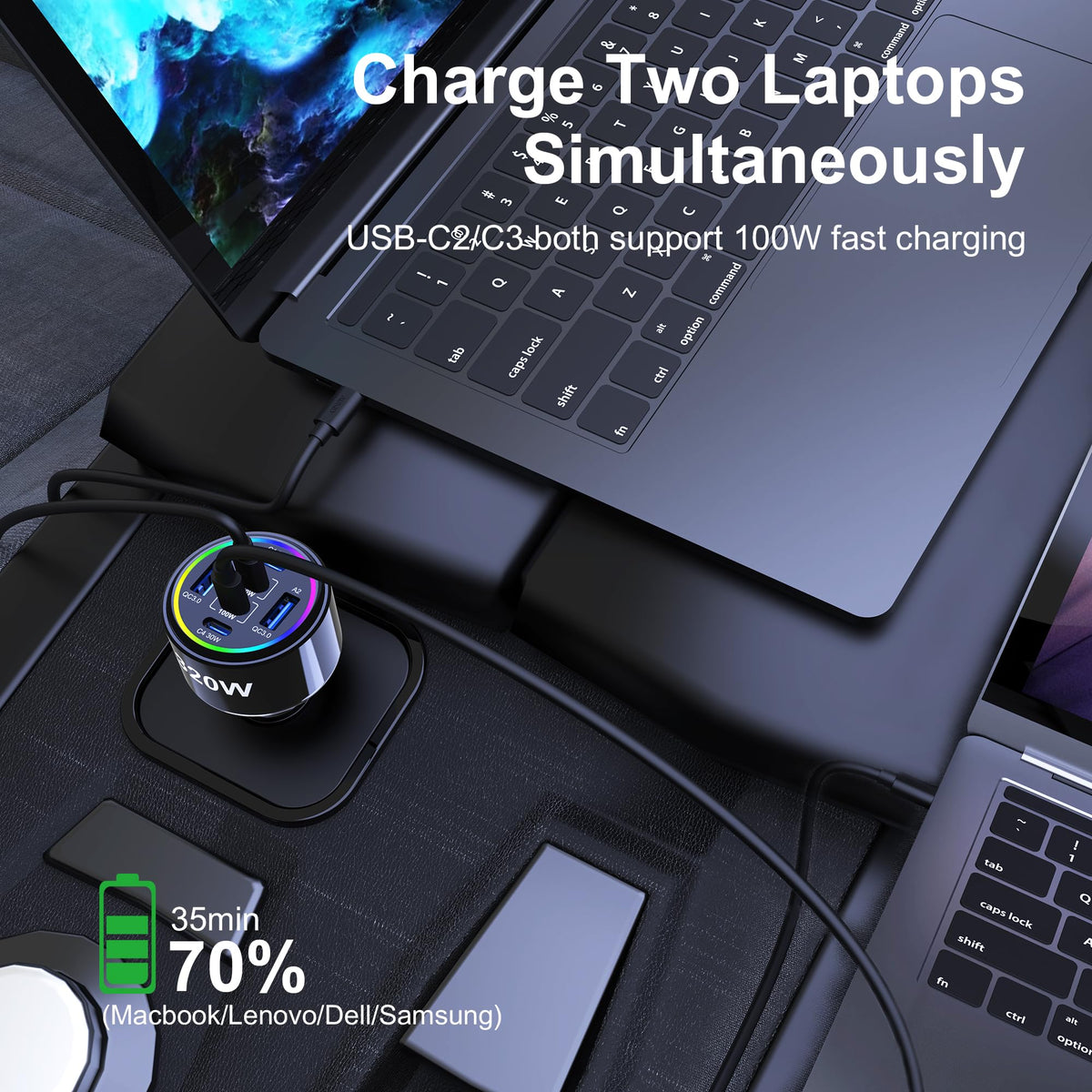 320W USB C Car Charger, 6 Ports Type C Car Charger