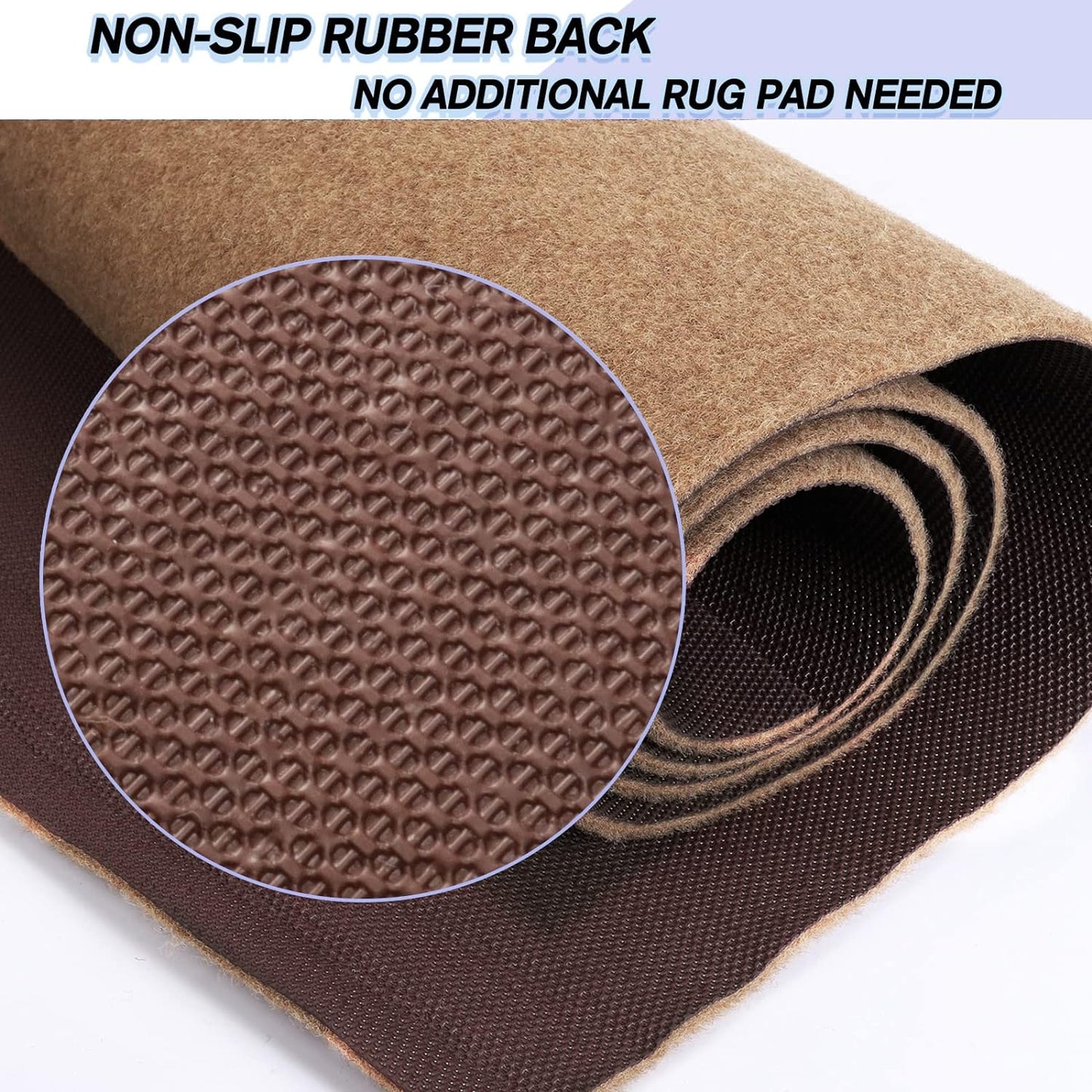 Custom Size Backed Non-Slip Area Rugs Runner, Easy Clean, Waterproof Runner Rugs for Hallway Entryway, Kitchen, Laundry, 2FT x 80FT, Beige