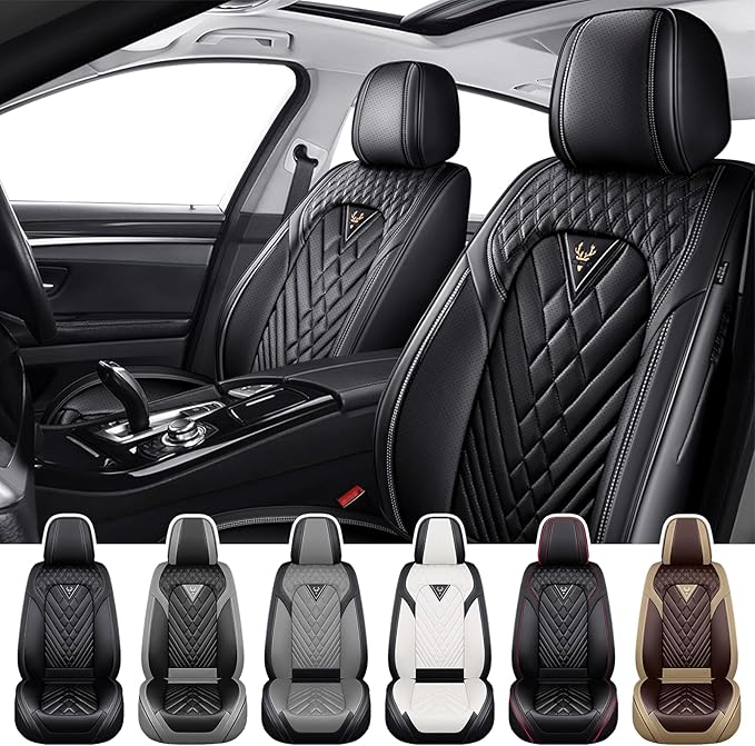Truck Seat Covers for Ram 3500 2009-2026, Waterproof Premium Leather Full Coverage Car Seat Cover, Muscle Sport Style Auto Interior Seat Cover Sets (Front Set/Black)