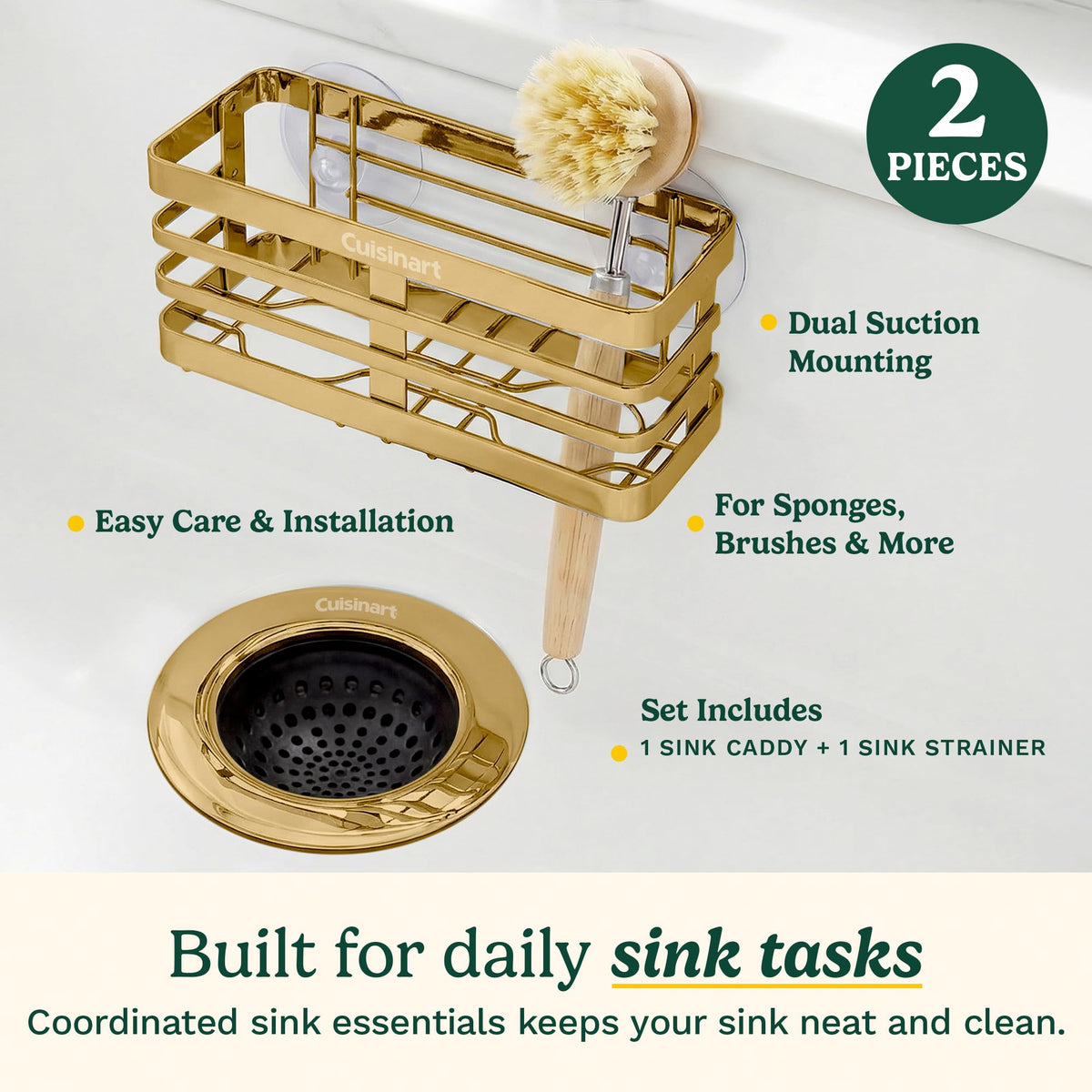 Cuisinart Sink Drain Strainer & Suction Cup Sponge Holder, 2-Piece Set