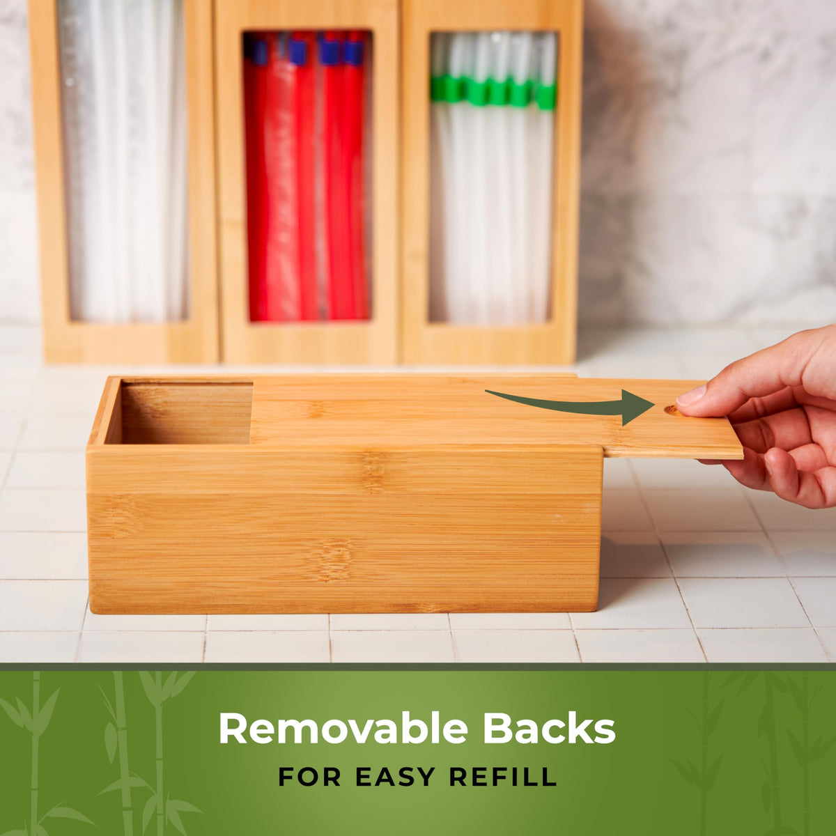 Bamboo Storage Bag Organizer for Kitchen Drawer, Plastic Baggie Organizer
