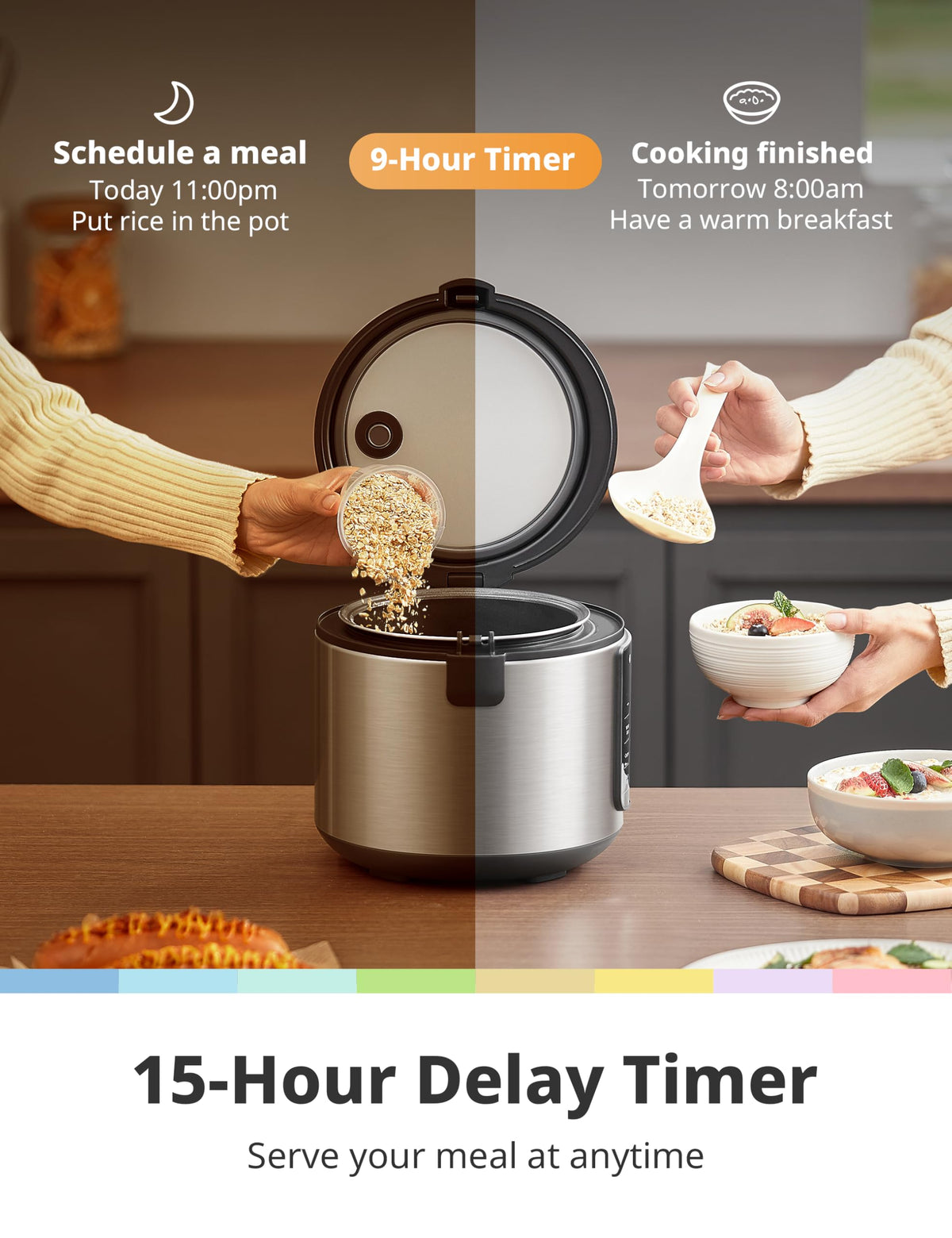 COMFEE' Rice Cooker with 6 Functions, 4-Cups Uncooked Rice