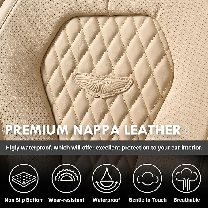 Coverado Seat Covers, Car Seat Covers Front Seats, Beige Car Seat Cover, Waterproof Car Seat Covers, Car Seat Cushion, Front Car Seat Covers Leatherette Car Seat Protector Universal Fit Most Cars