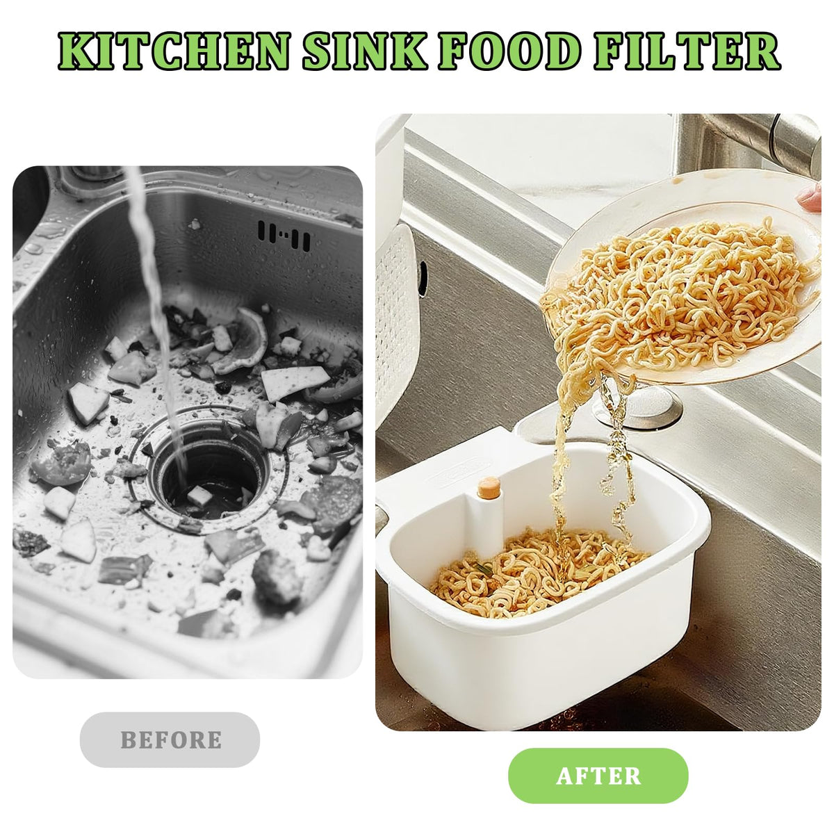 Kitchen Sink Drain Strainer Basket Square, White