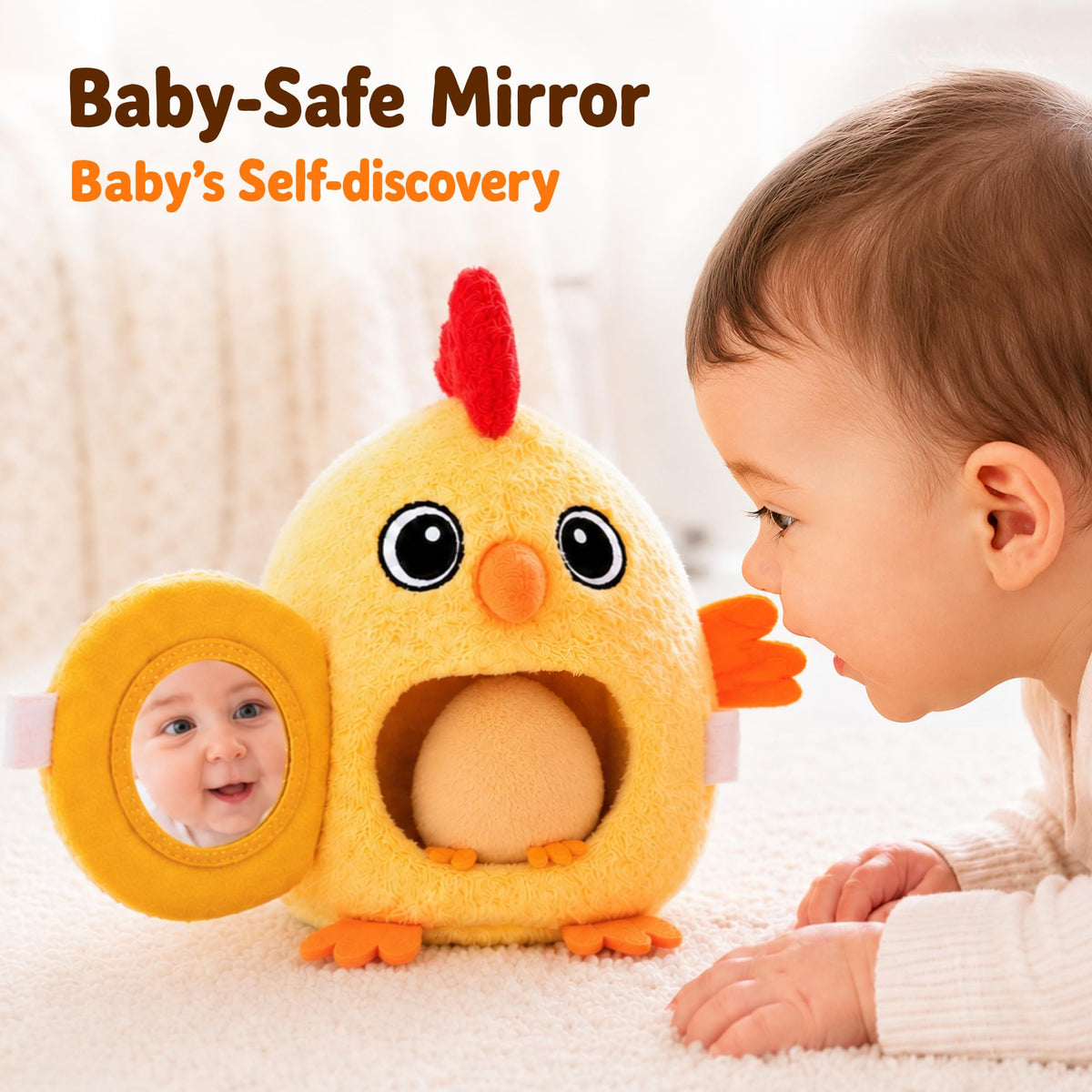 Tiny Wonders Baby Plush Soft Rattle Toy 3-6-12M, Newborn Farm Stuffed Chick