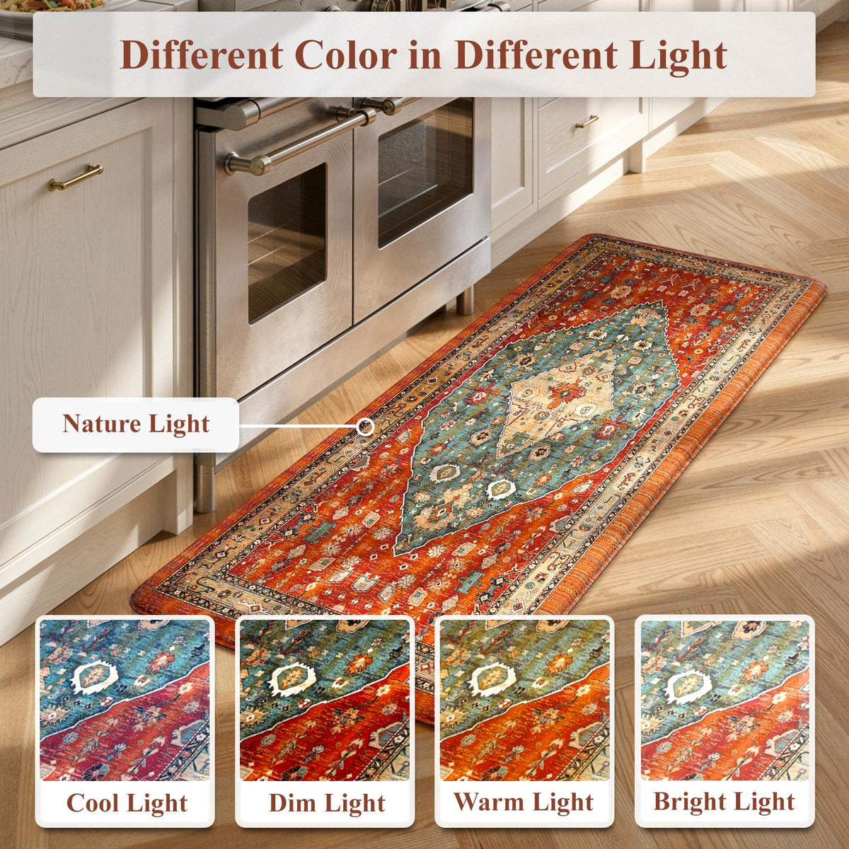 Collive Boho Kitchen Rugs Sets of 2 Fall Kitchen Mats for Floor Waterproof